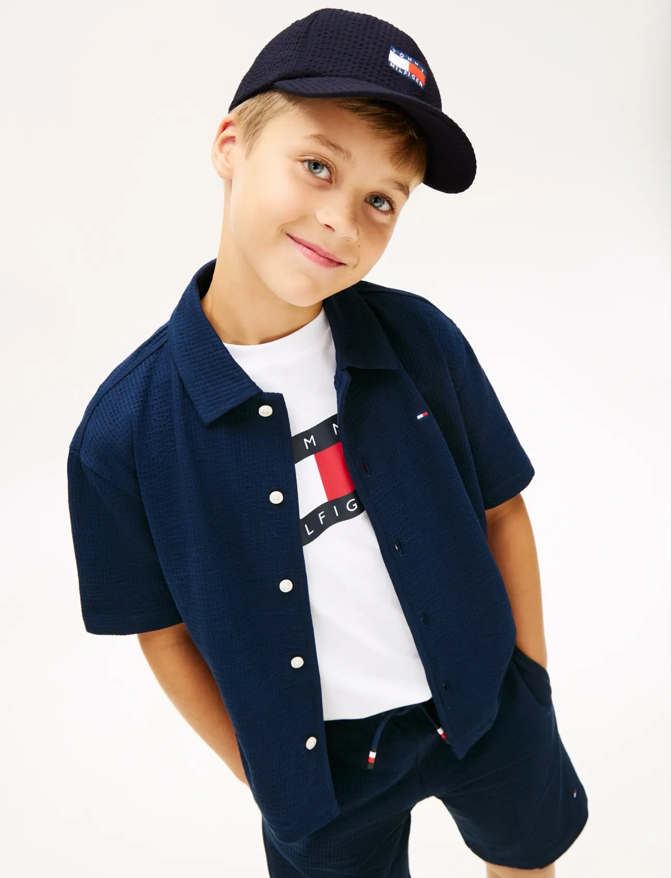 Tommy Hilfiger - WAVY FLAG SEERSUCKER CAP - kasketter & caps - space blue - 4