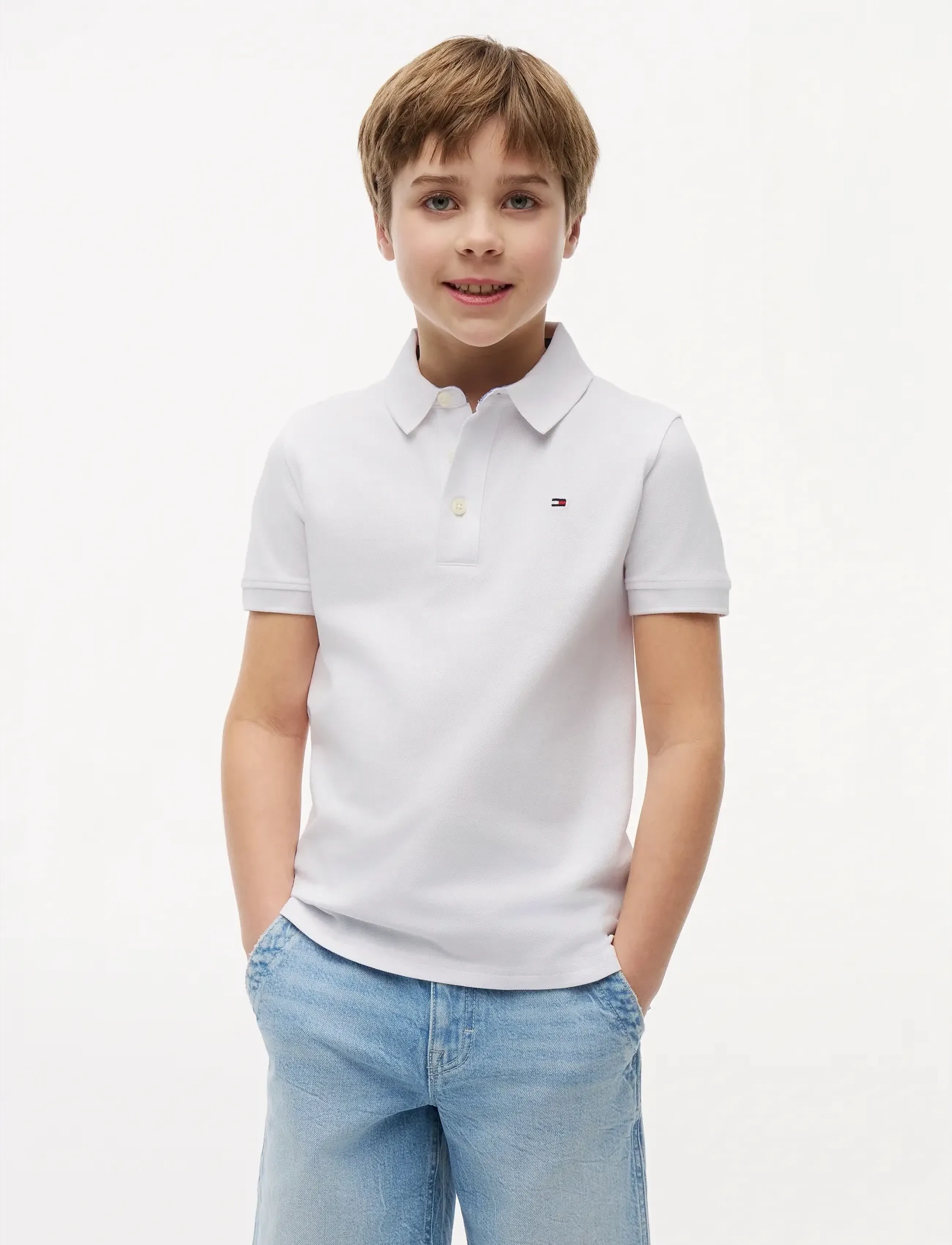 Tommy Hilfiger BOYS TOMMY POLO S/S - Overdele - BRIGHT WHITE / white