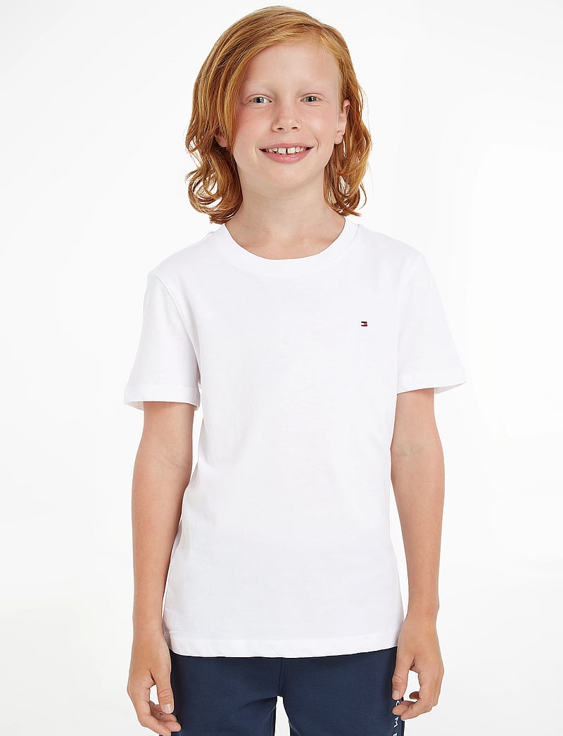 Tommy Hilfiger - BOYS BASIC CN KNIT S/S - kortærmede t-shirts - bright white - 0