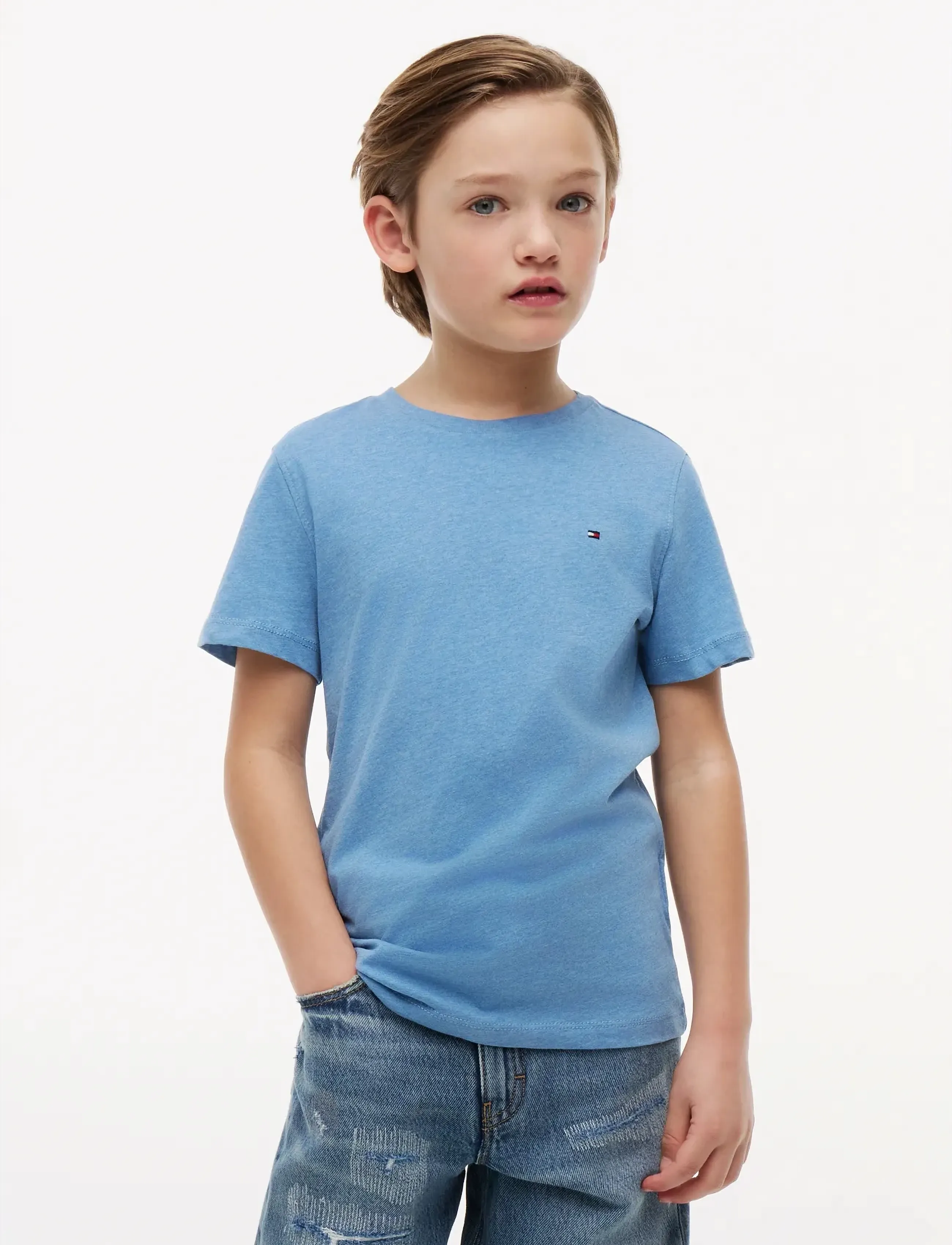 Tommy Hilfiger Boys Basic Cn Knit S/S, Børn, Basic Rundhals T-shirt, Blå, Str: 80