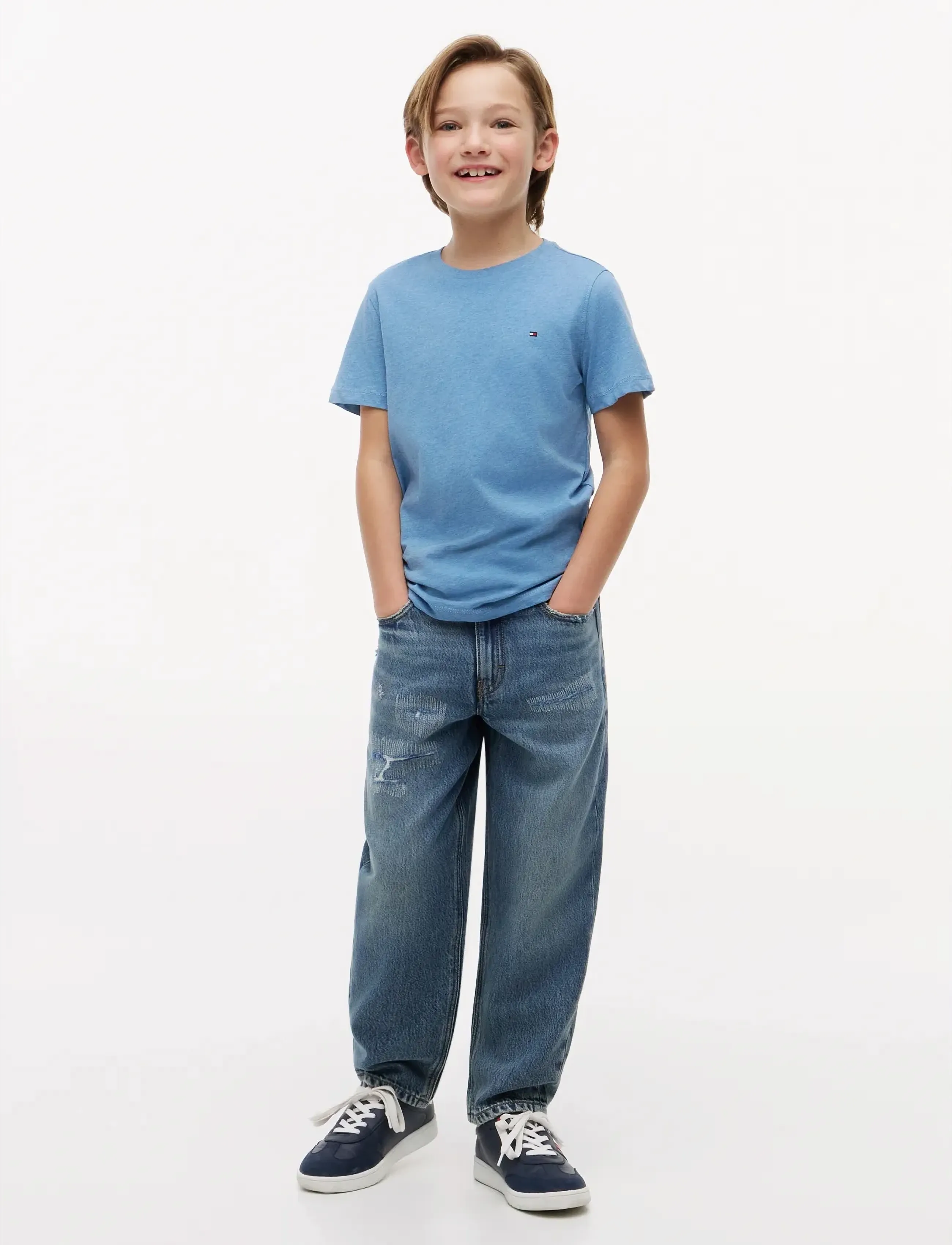 Tommy Hilfiger - BOYS BASIC CN KNIT S/S - kurzärmelige - dark allure heather - 4
