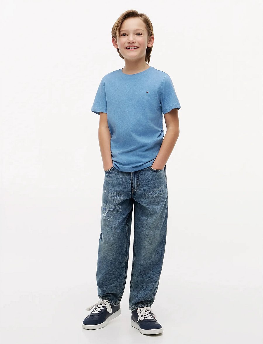 Tommy Hilfiger - BOYS BASIC CN KNIT S/S - kurzärmelige - dark allure heather - 4