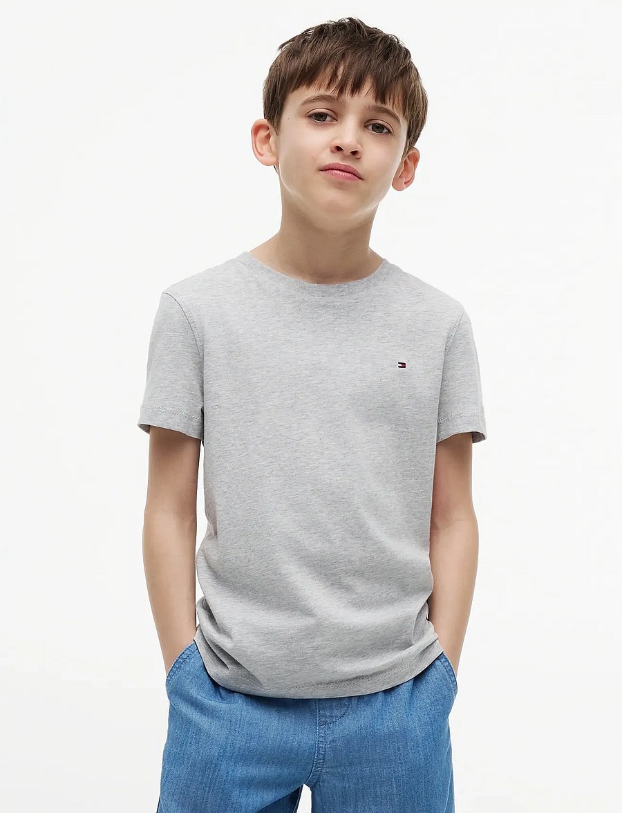 Tommy Hilfiger - BOYS BASIC CN KNIT S/S - kurzärmelige - grey heather - 0