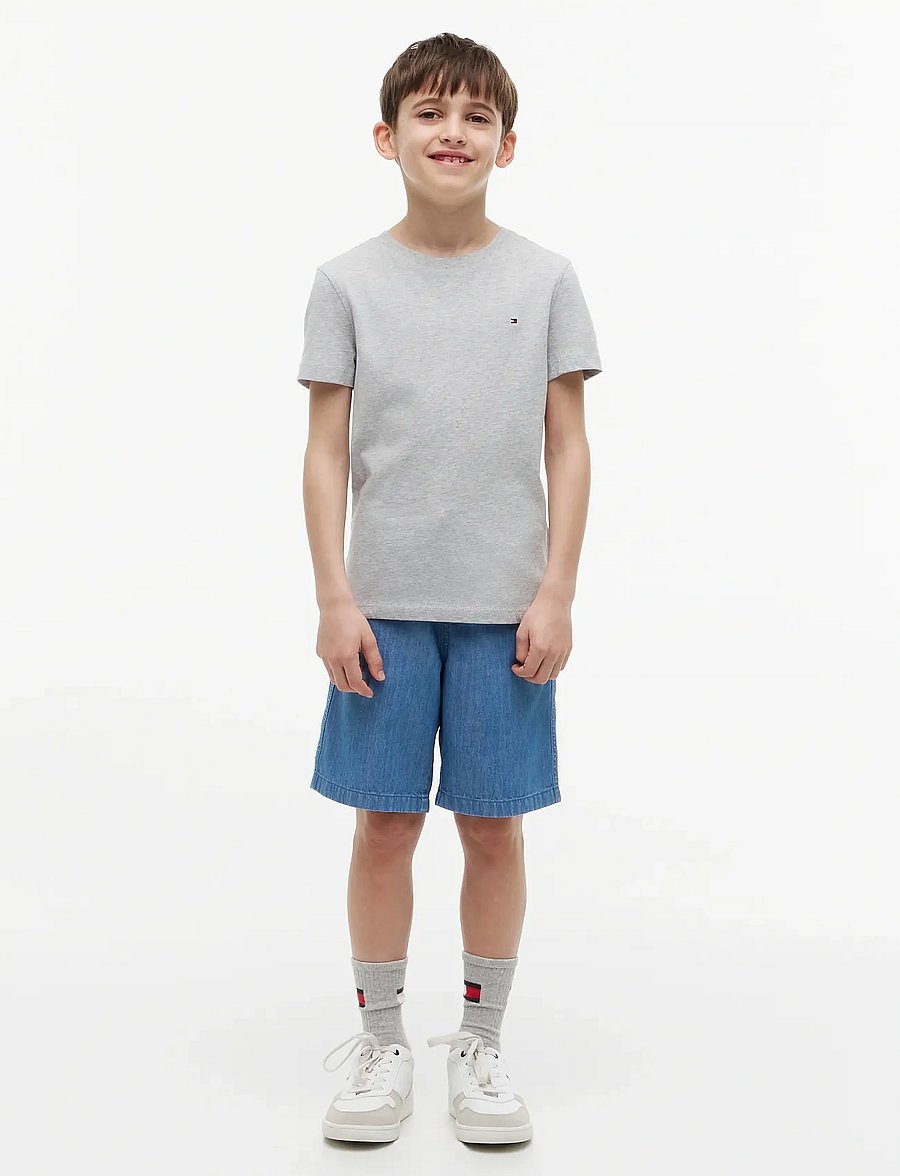 Tommy Hilfiger - BOYS BASIC CN KNIT S/S - kurzärmelige - grey heather - 5