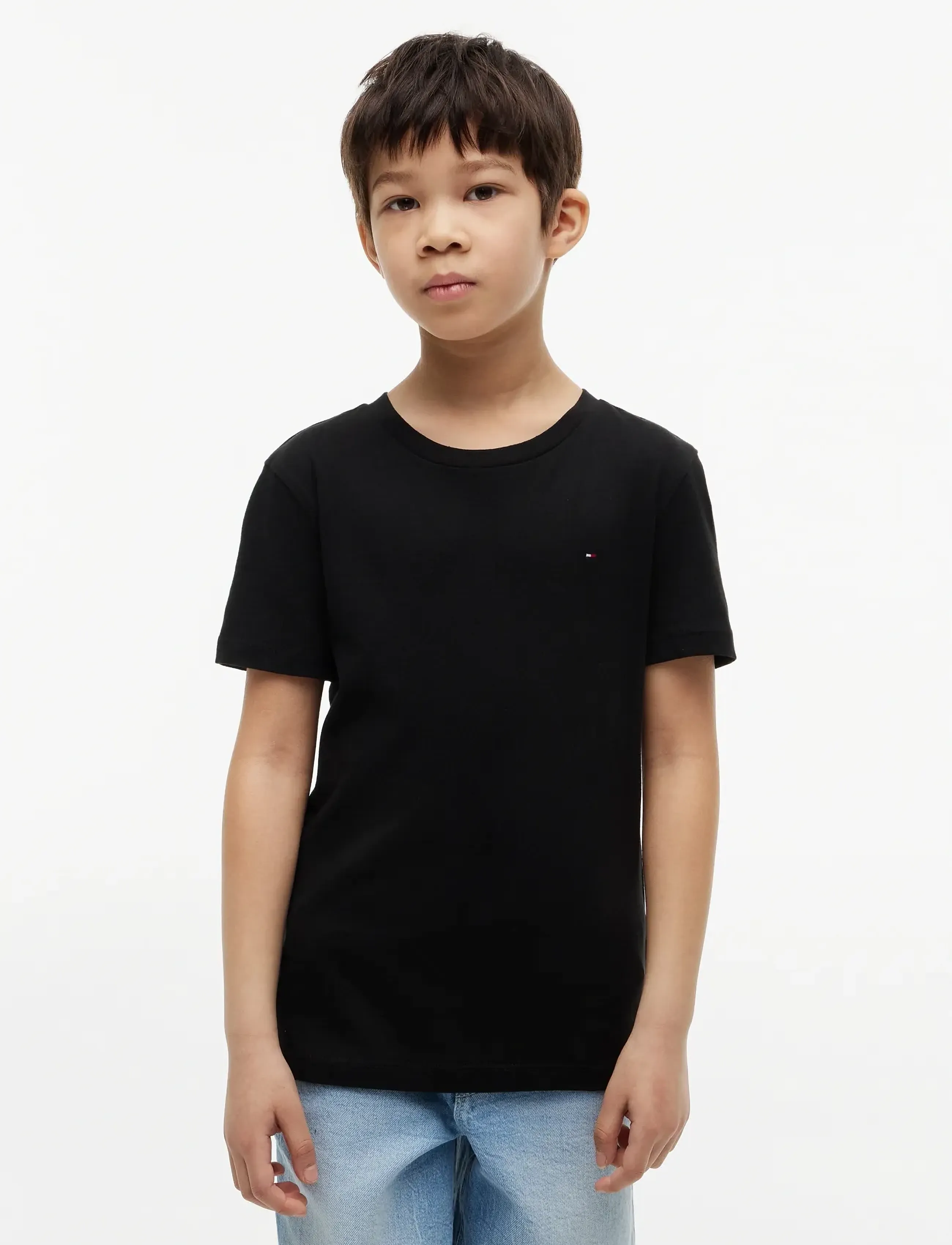 Tommy Hilfiger BOYS BASIC CN KNIT S/S - T-shirts - METEORITE / black