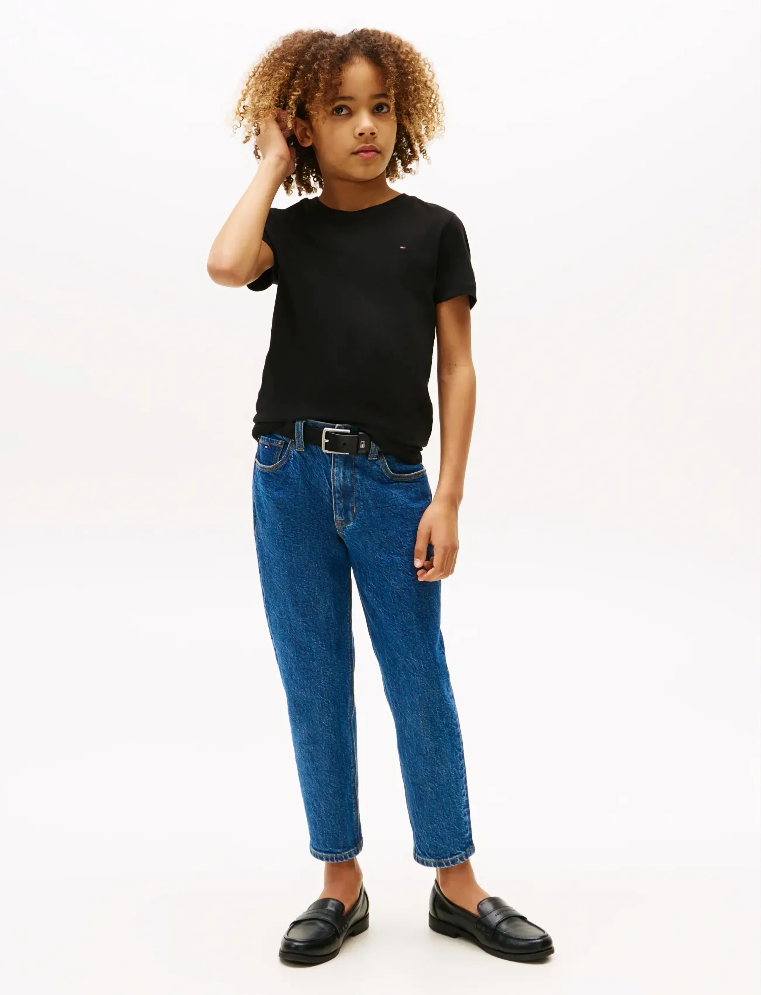 Tommy Hilfiger BOYS BASIC CN KNIT S/S - Oberteile & T-Shirts - METEORITE / black