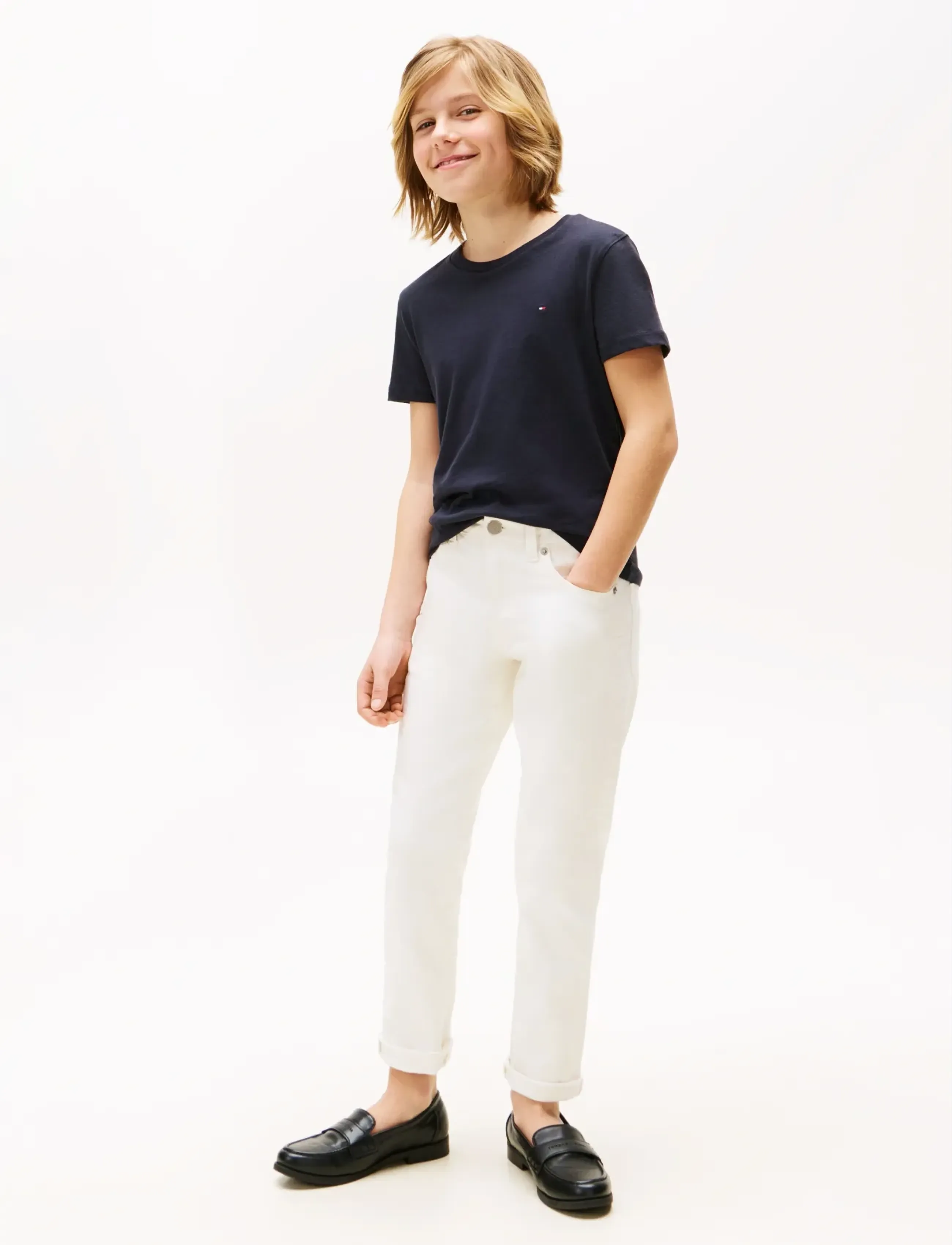 Tommy Hilfiger Boys Basic Cn Knit S/S, Børn, Basic Rundhals T-shirt, Navy, Str: 80