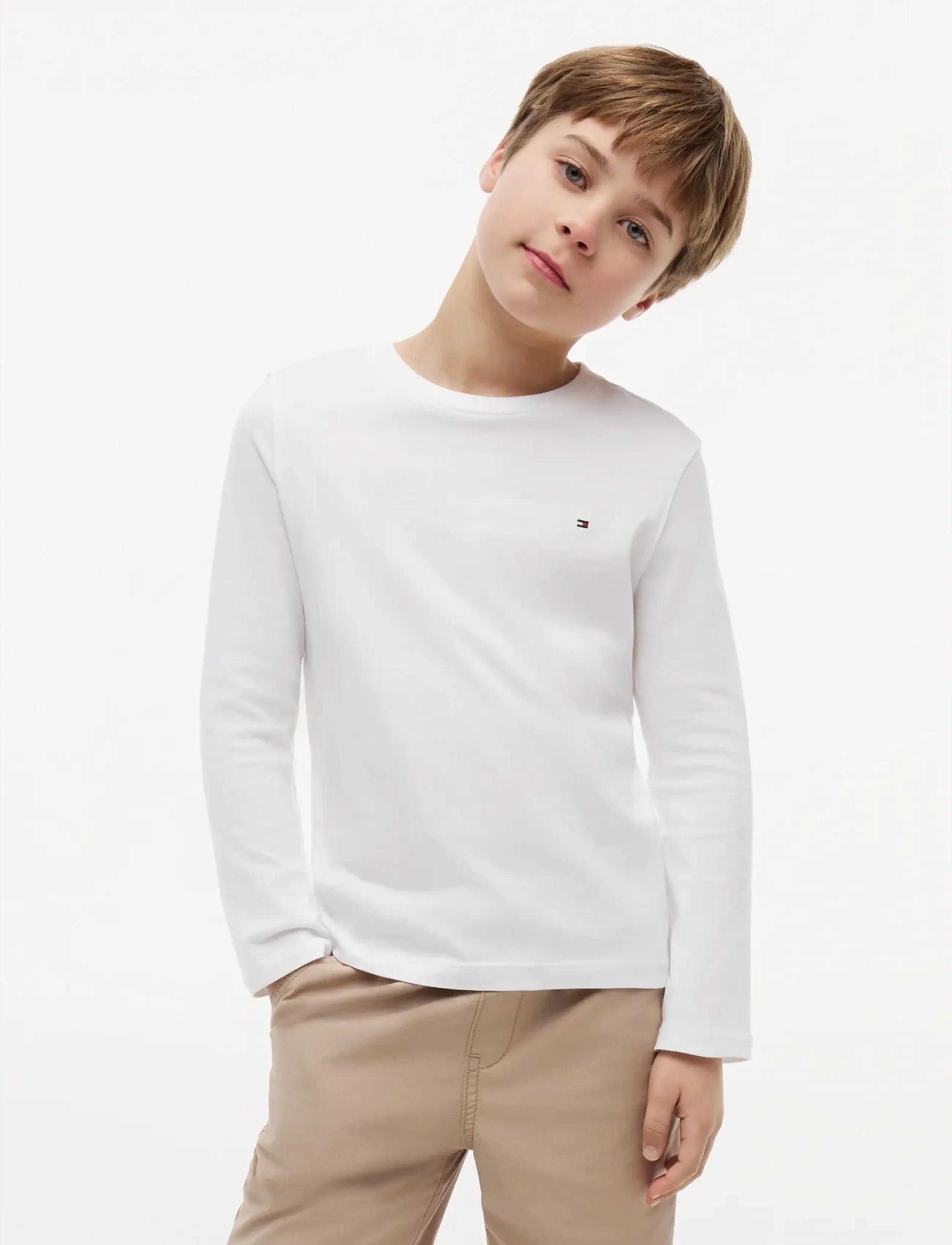 Tommy Hilfiger BOYS BASIC CN KNIT L/S - Overdele - BRIGHT WHITE / white
