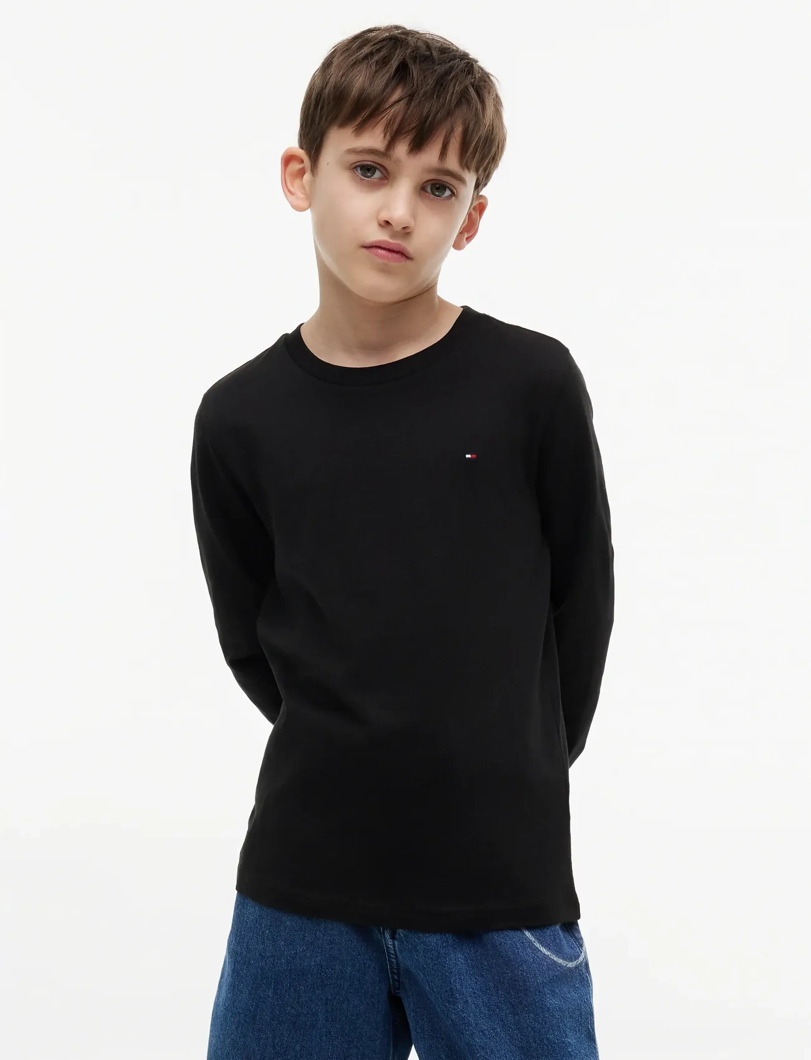 Tommy Hilfiger BOYS BASIC CN KNIT L/S - Pitkähihaiset t-paidat - METEORITE / black
