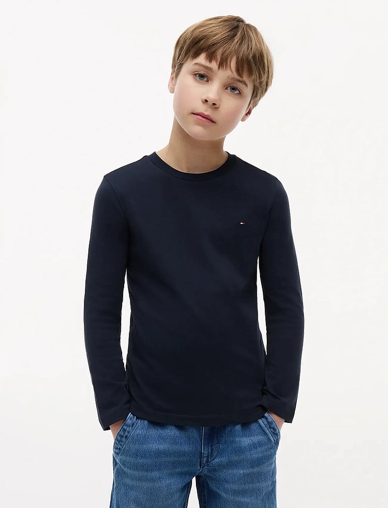 Tommy Hilfiger - BOYS BASIC CN KNIT L/S - långärmade t-shirts - sky captain - 0