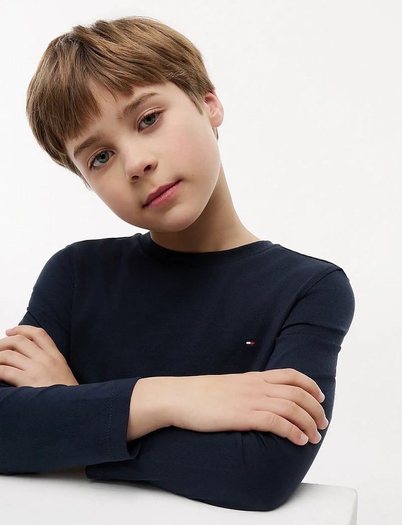 Tommy Hilfiger - BOYS BASIC CN KNIT L/S - långärmade t-shirts - sky captain - 3