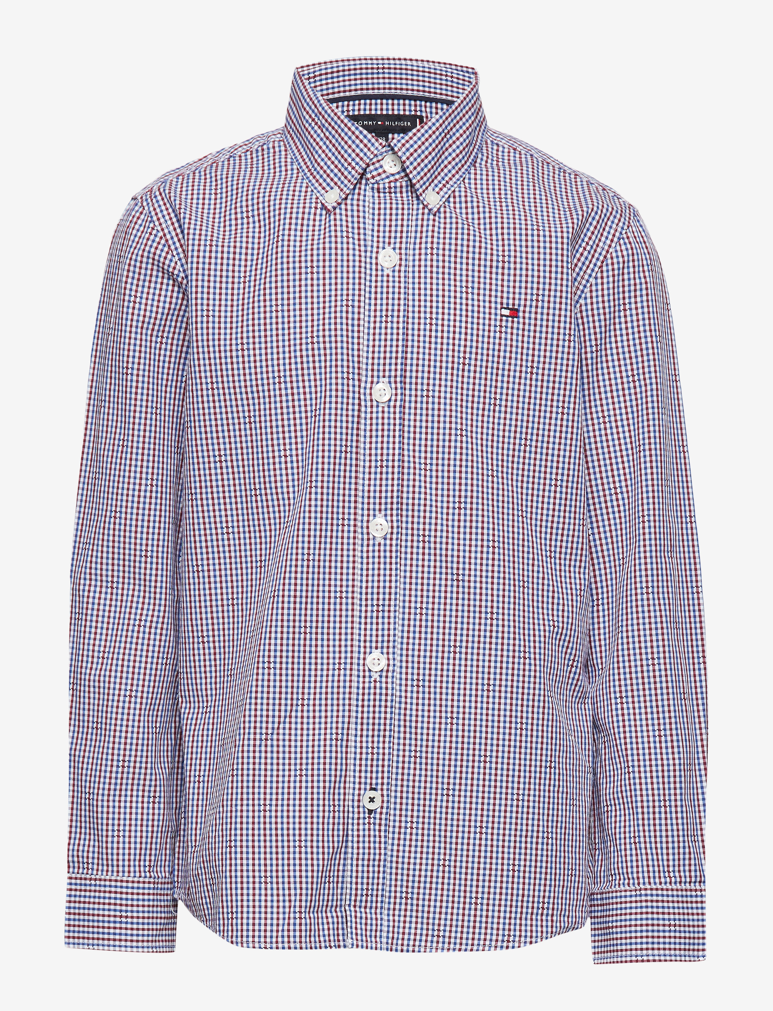 Tommy Hilfiger - DOBBY CHECK SHIRT L/ - cordovan/bright white - 0