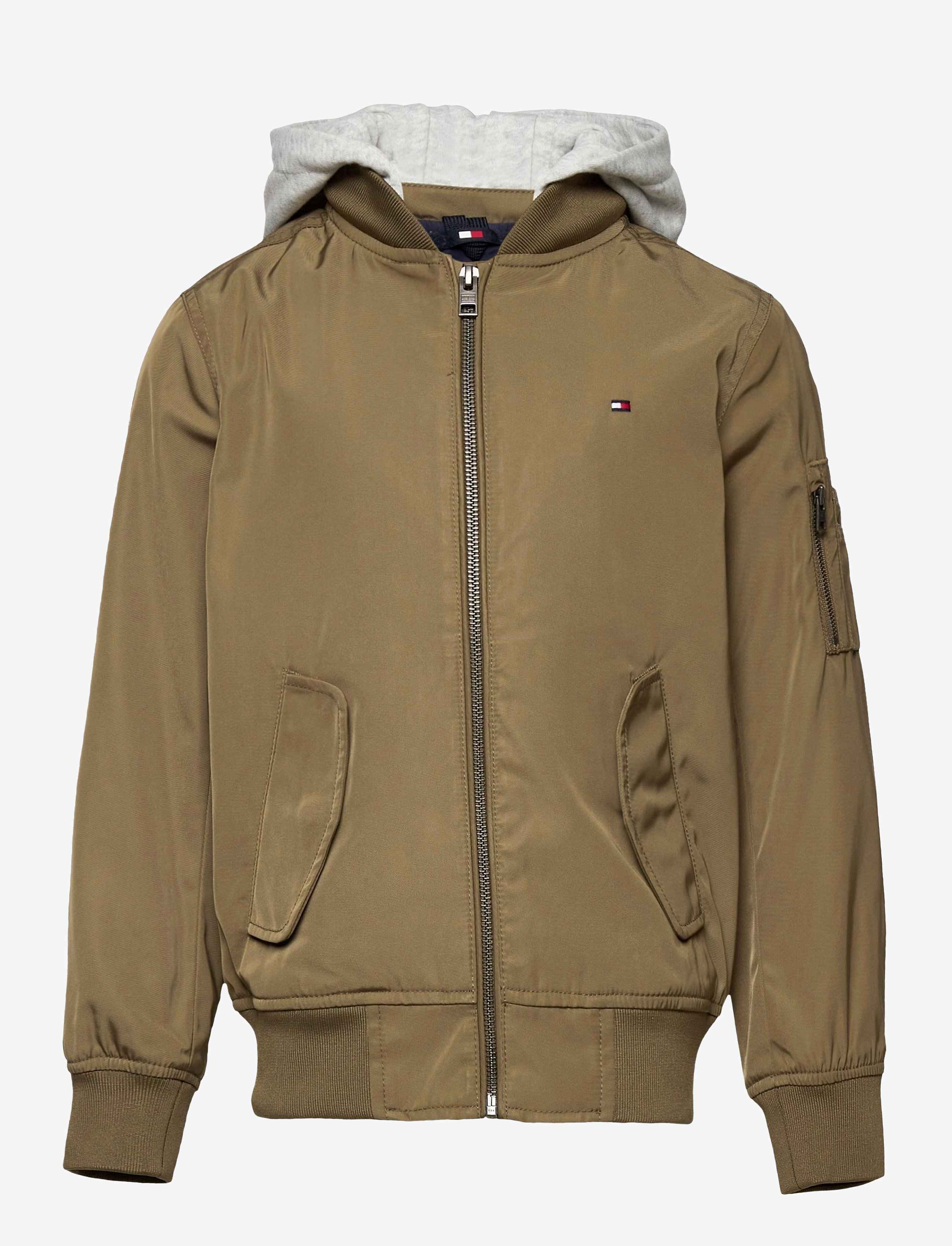 Tommy Hilfiger - HOODED SATIN BOMBER JACKET - olive tree - 0