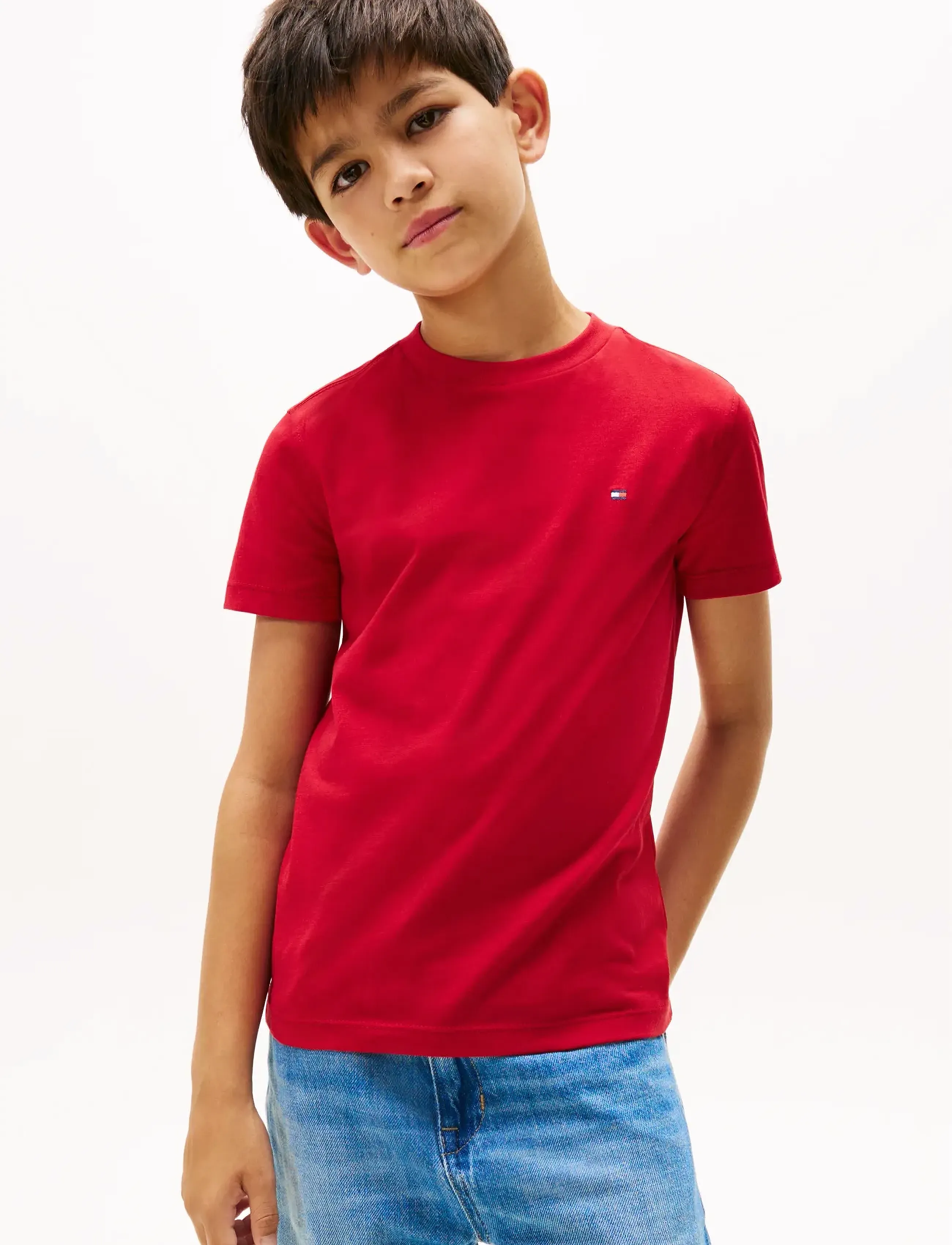 Tommy Hilfiger ESSENTIAL COTTON REG FIT TEE SS - Overdele - MEDIUM RED / red