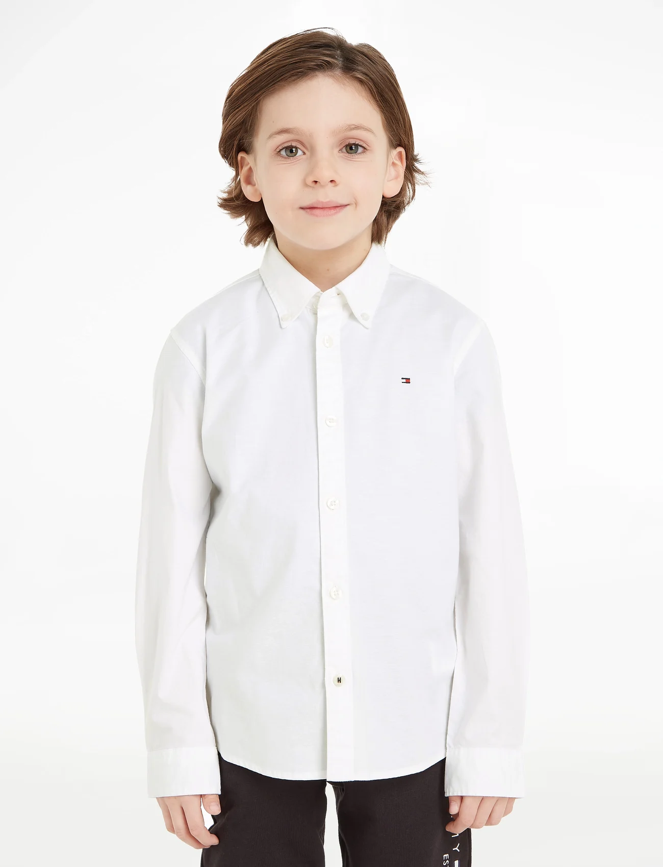 Tommy Hilfiger - BOYS STRETCH OXFORD SHIRT L/S - langærmede skjorter - white - 0