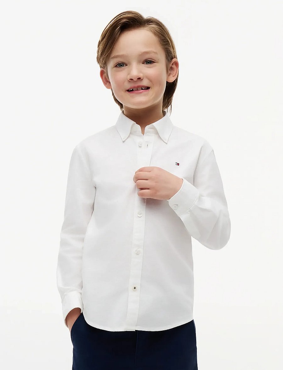 Tommy Hilfiger - BOYS STRETCH OXFORD SHIRT L/S - langärmlige hemden - white - 0