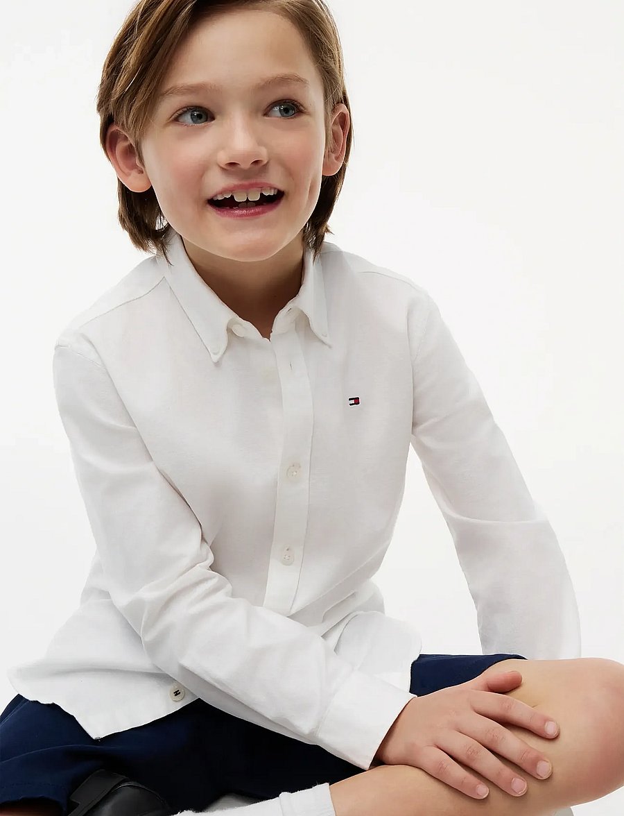 Tommy Hilfiger - BOYS STRETCH OXFORD SHIRT L/S - langärmlige hemden - white - 4