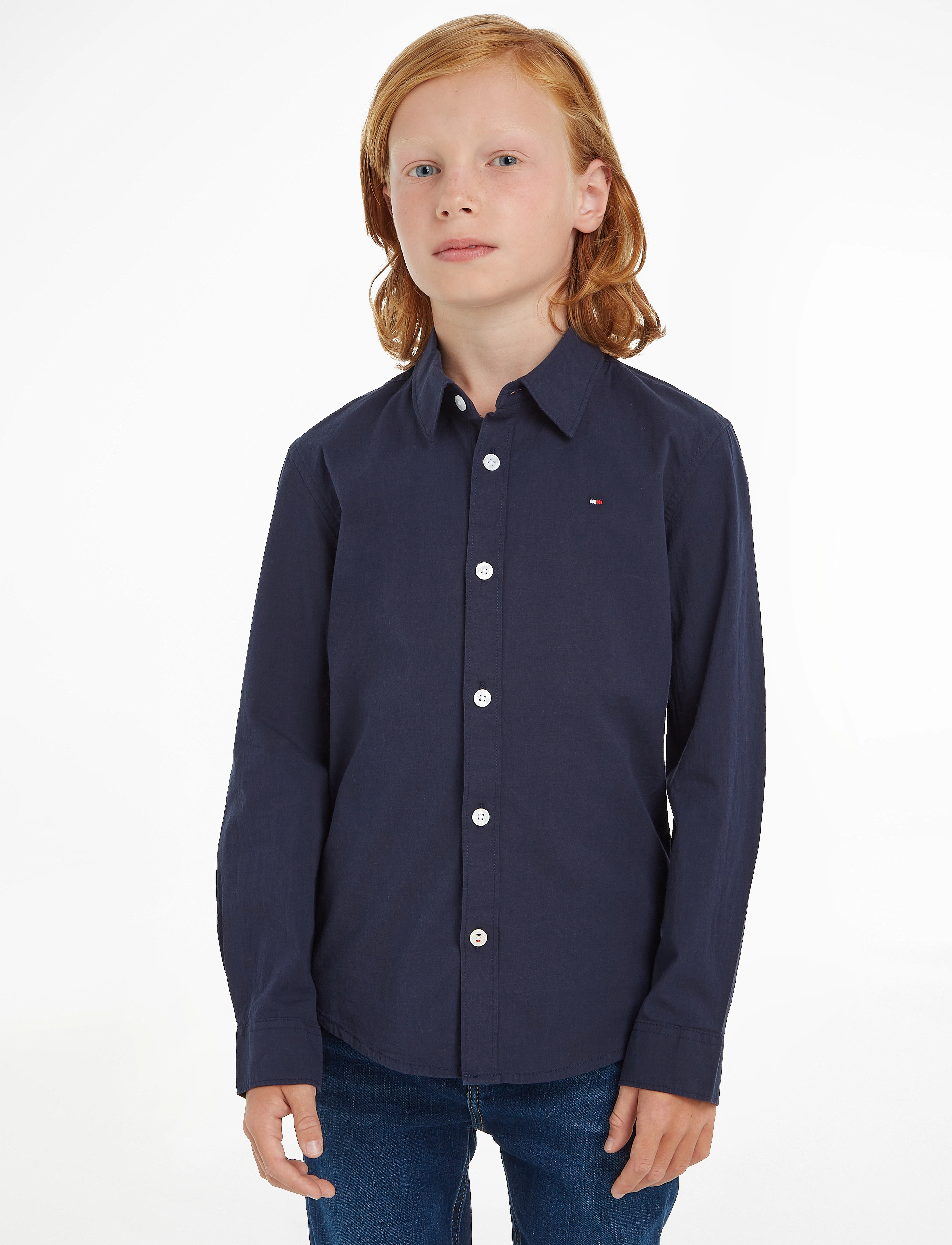 Tommy Hilfiger SOLID STRETCH POPLIN SHIRT L/S - Tøj - TWILIGHT NAVY / blue