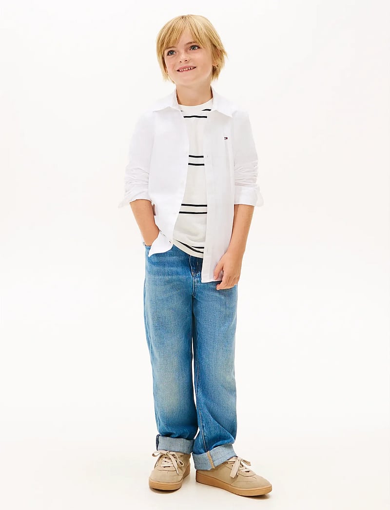 Tommy Hilfiger - SOLID STRETCH POPLIN SHIRT L/S - långärmade skjortor - white - 0