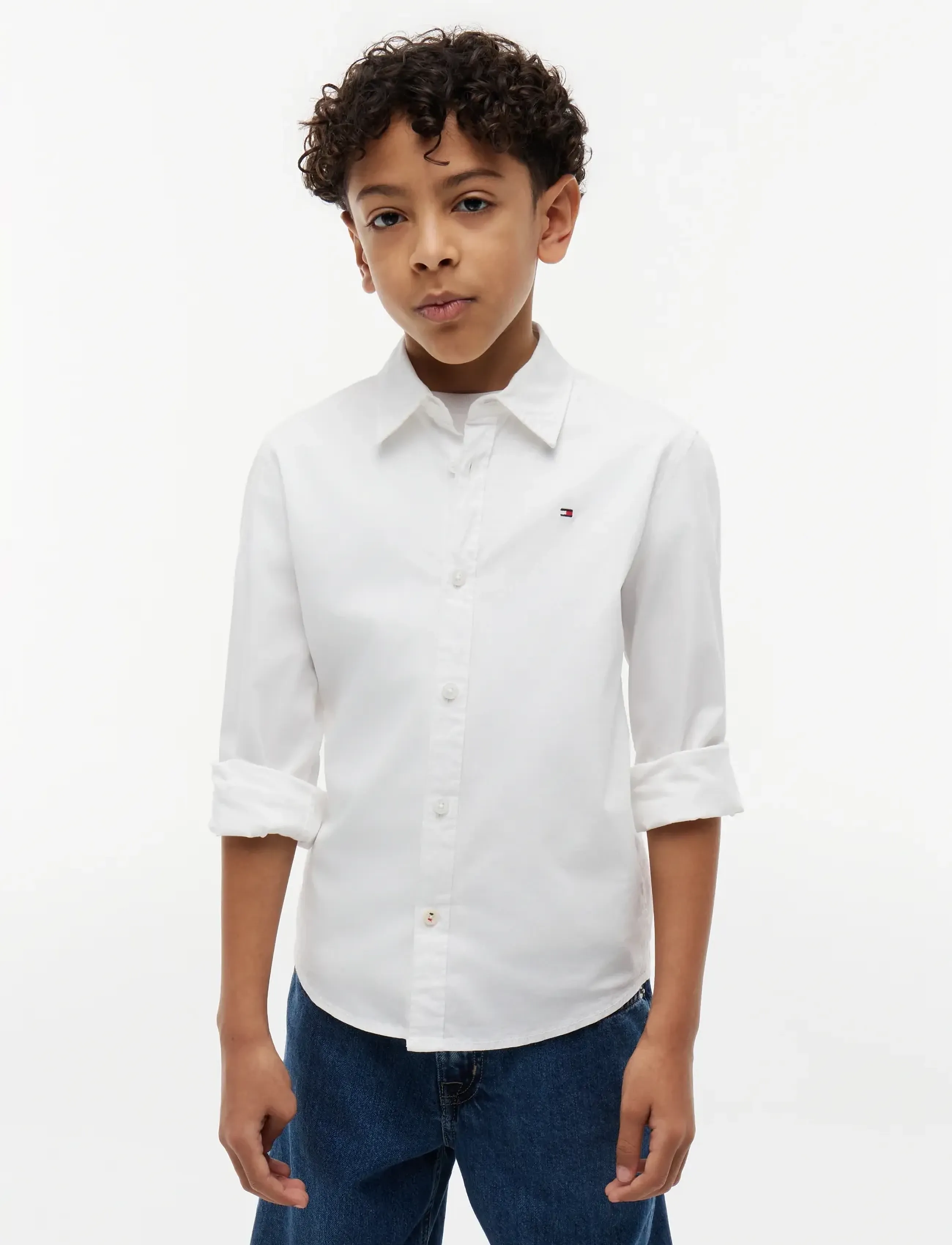 Tommy Hilfiger SOLID STRETCH POPLIN SHIRT L/S - Langærmede skjorter - WHITE / white