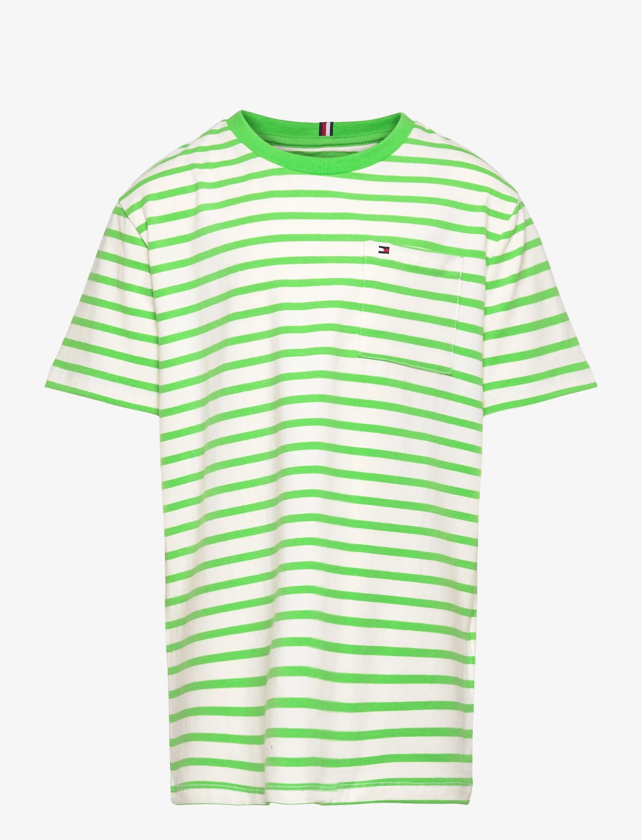 Tommy Hilfiger - BRETON POCKET STRIPE TEE S/S - short-sleeved t-shirts - spring lime - 0