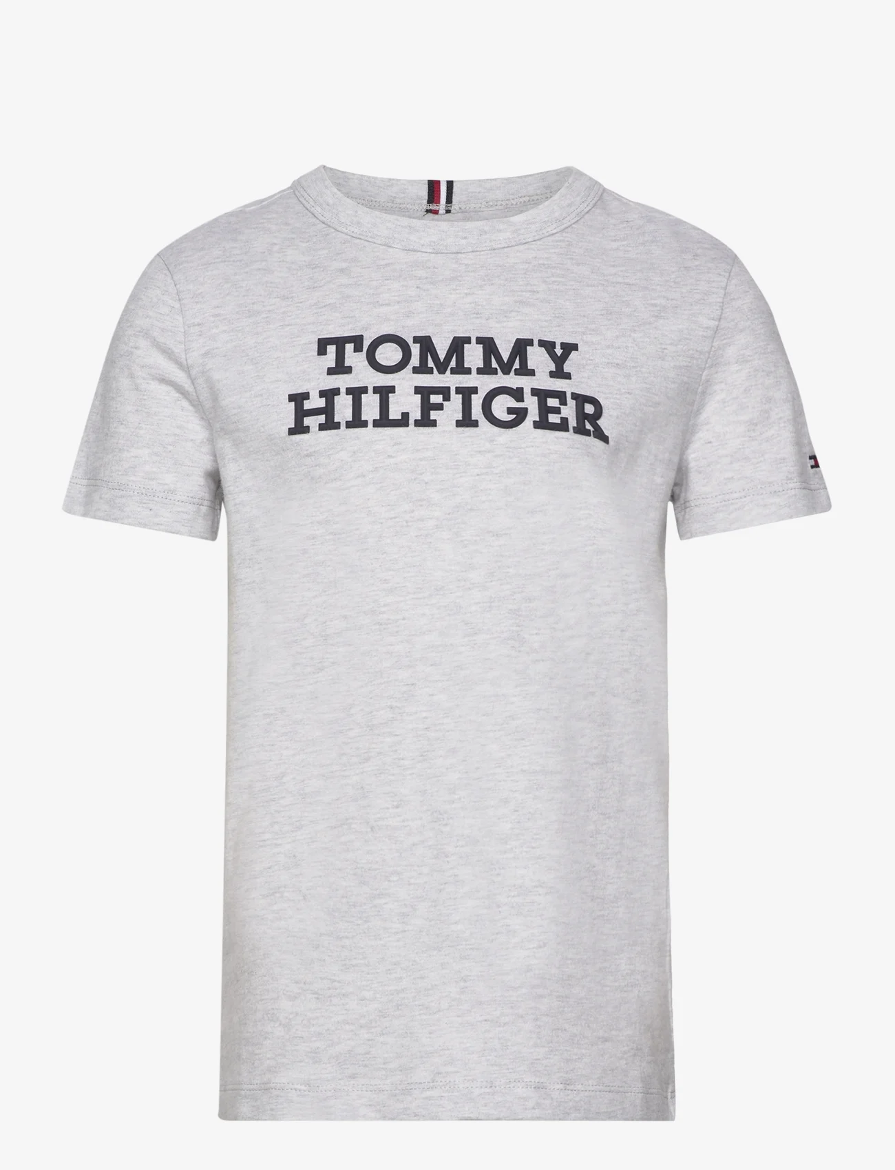 Tommy Hilfiger - TOMMY HILFIGER LOGO TEE S/S - short-sleeved t-shirts - new light grey heather - 0