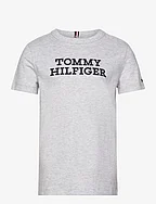 TOMMY HILFIGER LOGO TEE S/S - NEW LIGHT GREY HEATHER