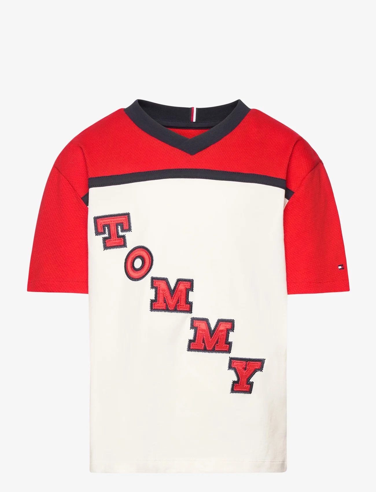Tommy Hilfiger - VARSITY TEE S/S - kortærmede t-shirts - red/white colorblock - 0