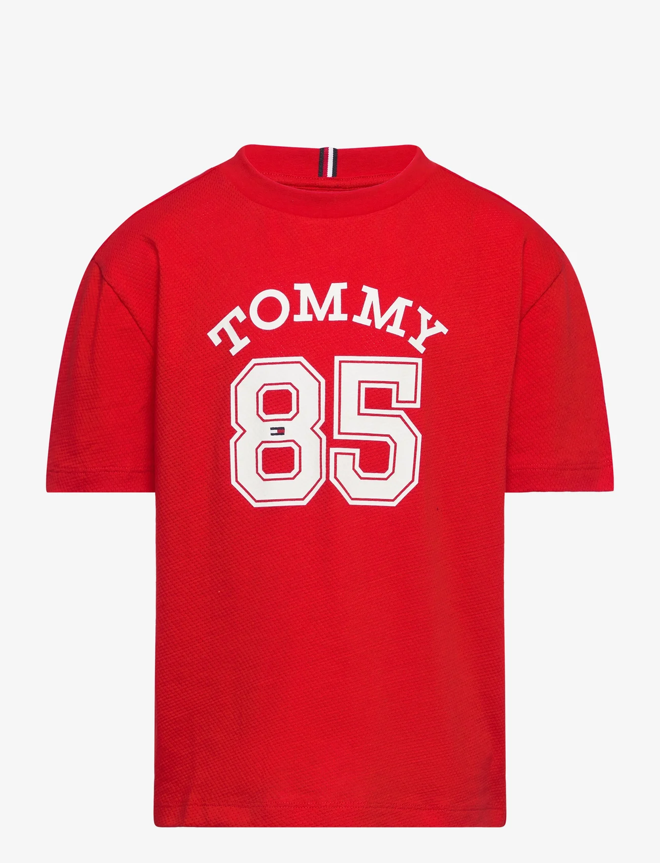 Tommy Hilfiger - MESH VARSITY TEE S/S - kortärmade t-shirts - fierce red - 0