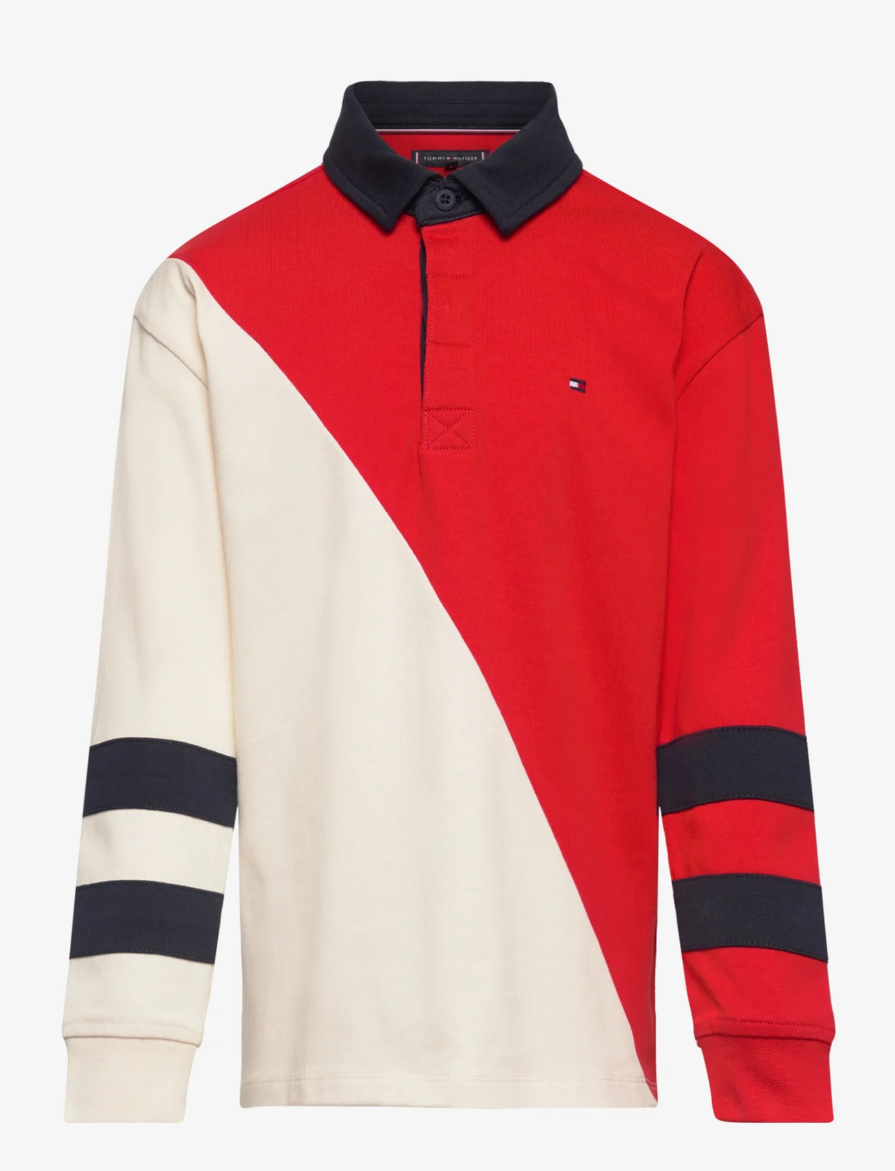 Tommy Hilfiger - COLORBLOCK RUGBY POLO L/S - poloshirts - red/white colorblock - 0