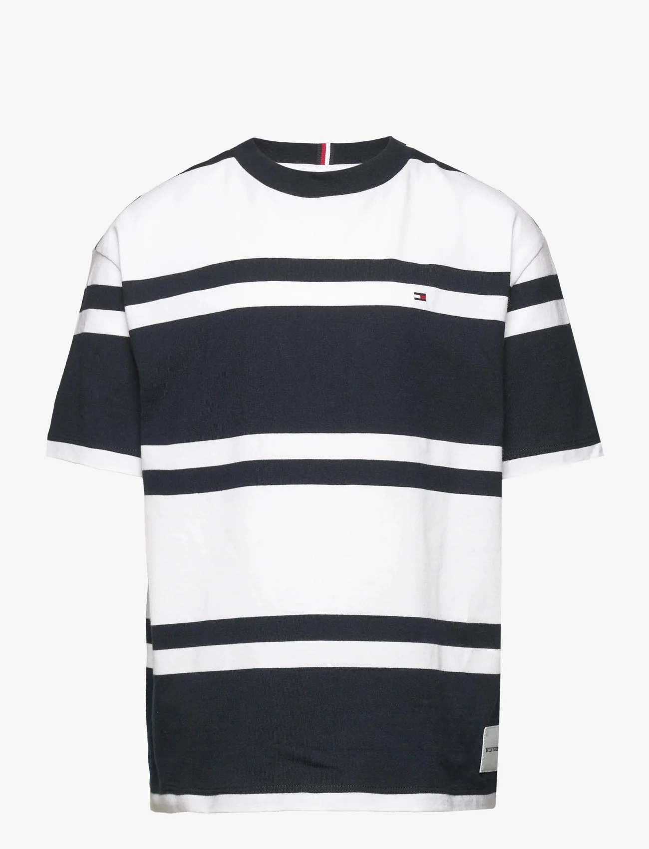 Tommy Hilfiger - RUGBY STRIPE TEE S/S - kortærmede t-shirts - white base/blue stripes - 0