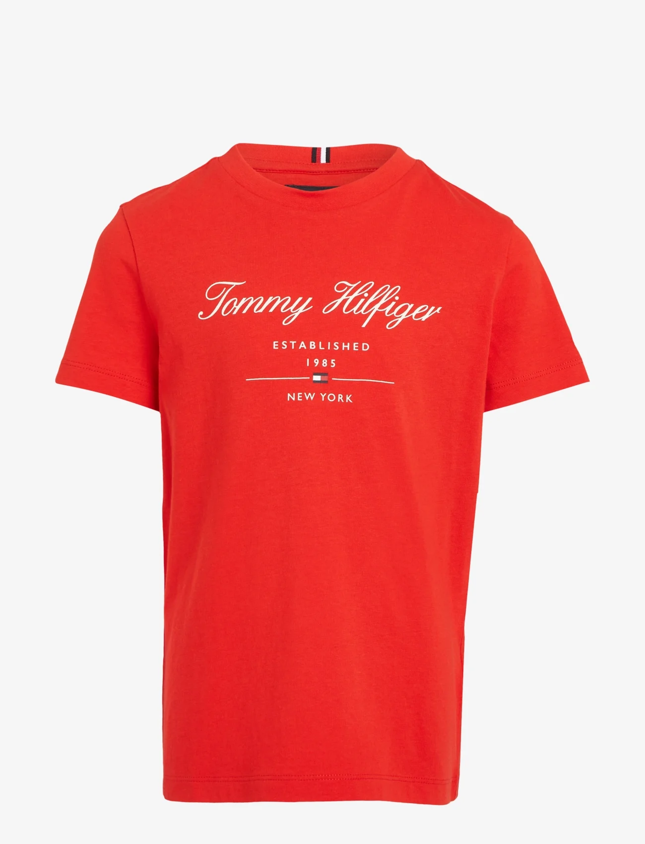 Tommy Hilfiger - TOMMY SCRIPT TEE S/S - short-sleeved t-shirts - fierce red - 0