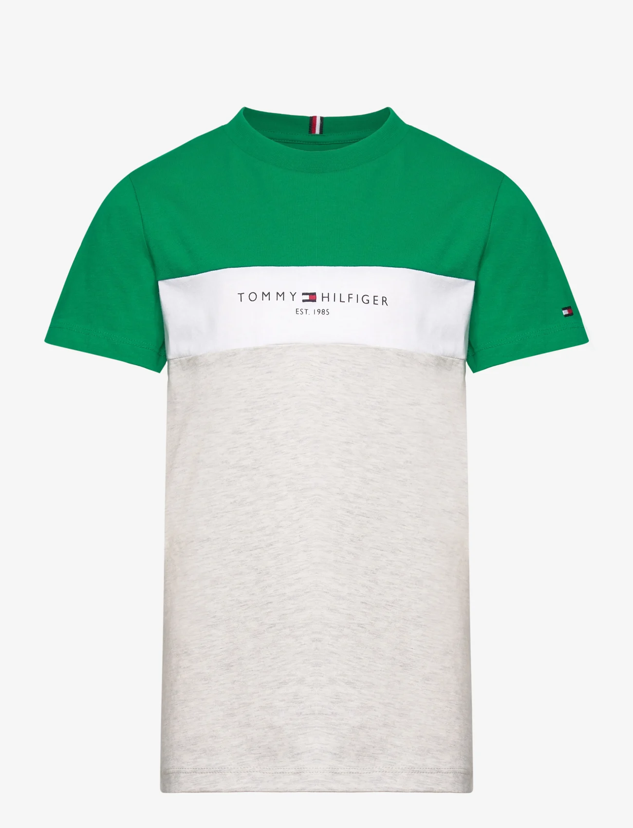 Tommy Hilfiger - ESSENTIAL COLORBLOCK TEE S/S - short-sleeved t-shirts - olympic green/light grey melange - 0