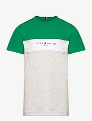Tommy Hilfiger - ESSENTIAL COLORBLOCK TEE S/S - short-sleeved t-shirts - olympic green/light grey melange - 0