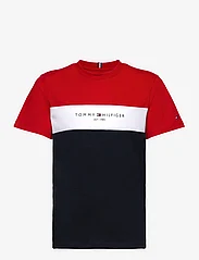 Tommy Hilfiger - ESSENTIAL COLORBLOCK TEE S/S - kortärmade t-shirts - desert sky/fierce red - 0