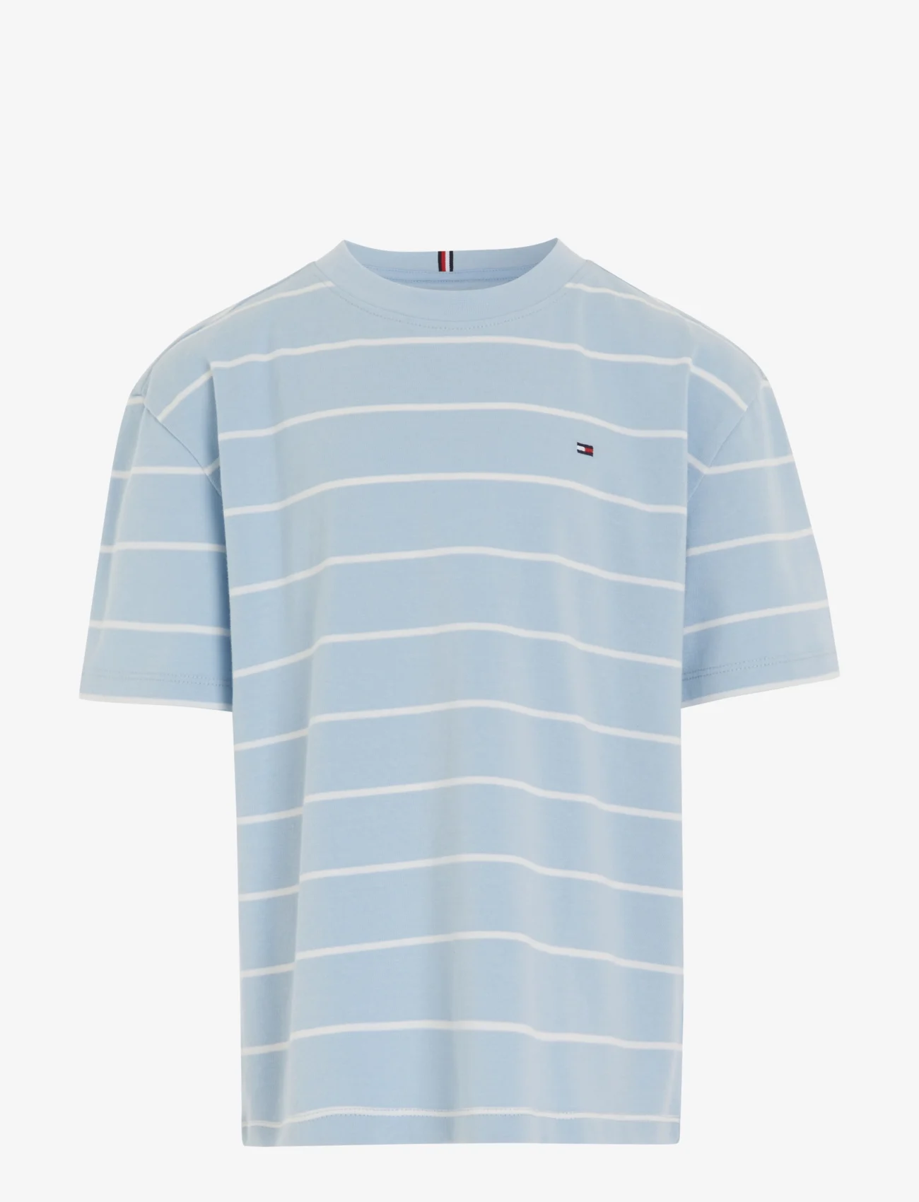 Tommy Hilfiger - STRIPE TEE S/S - kortærmede t-shirts - breezy blue base/white stripe - 0