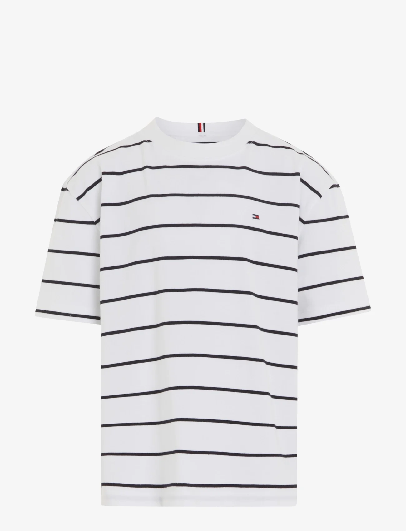 Tommy Hilfiger - STRIPE TEE S/S - kortärmade t-shirts - white base/blue stripe - 0