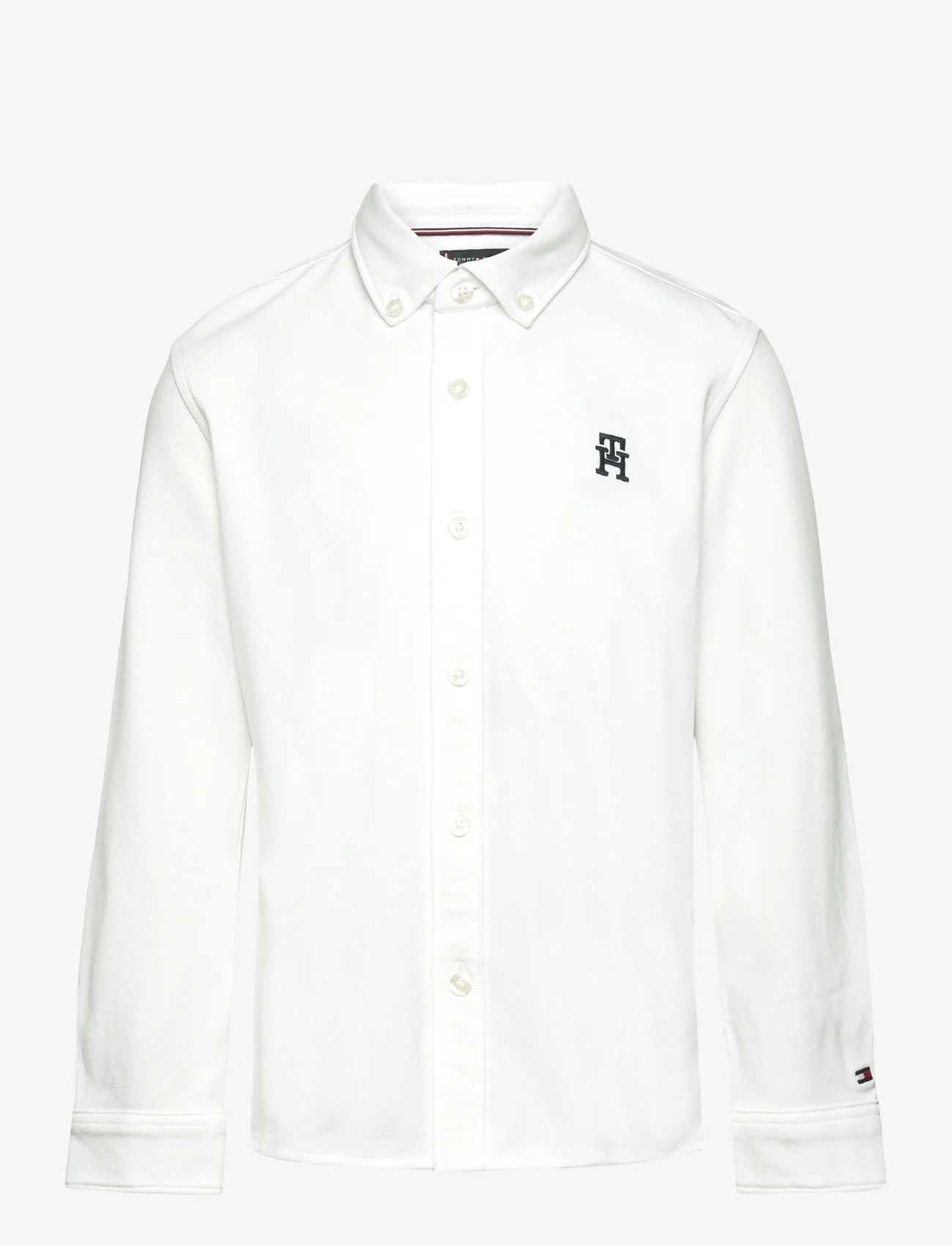 Tommy Hilfiger - MONOGRAM STRETCH PIQUE SHIRT L/S - langermede skjorter - white - 0