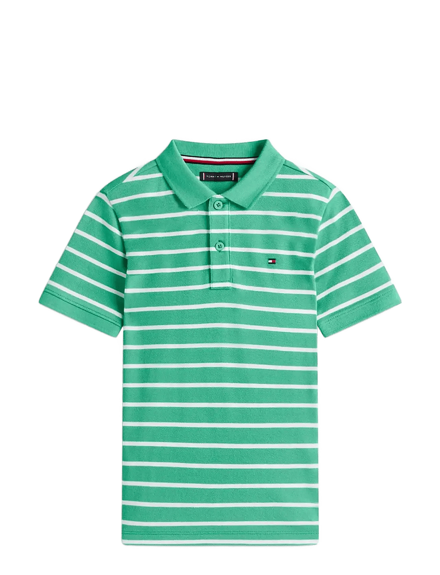 Tommy Hilfiger - FLAG POLO SS - kortærmede poloer - bahama green stripe - 1