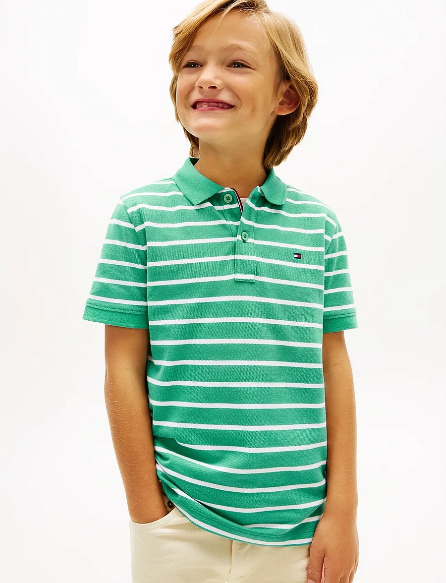 Tommy Hilfiger - FLAG POLO SS - kortærmede poloer - bahama green stripe - 0