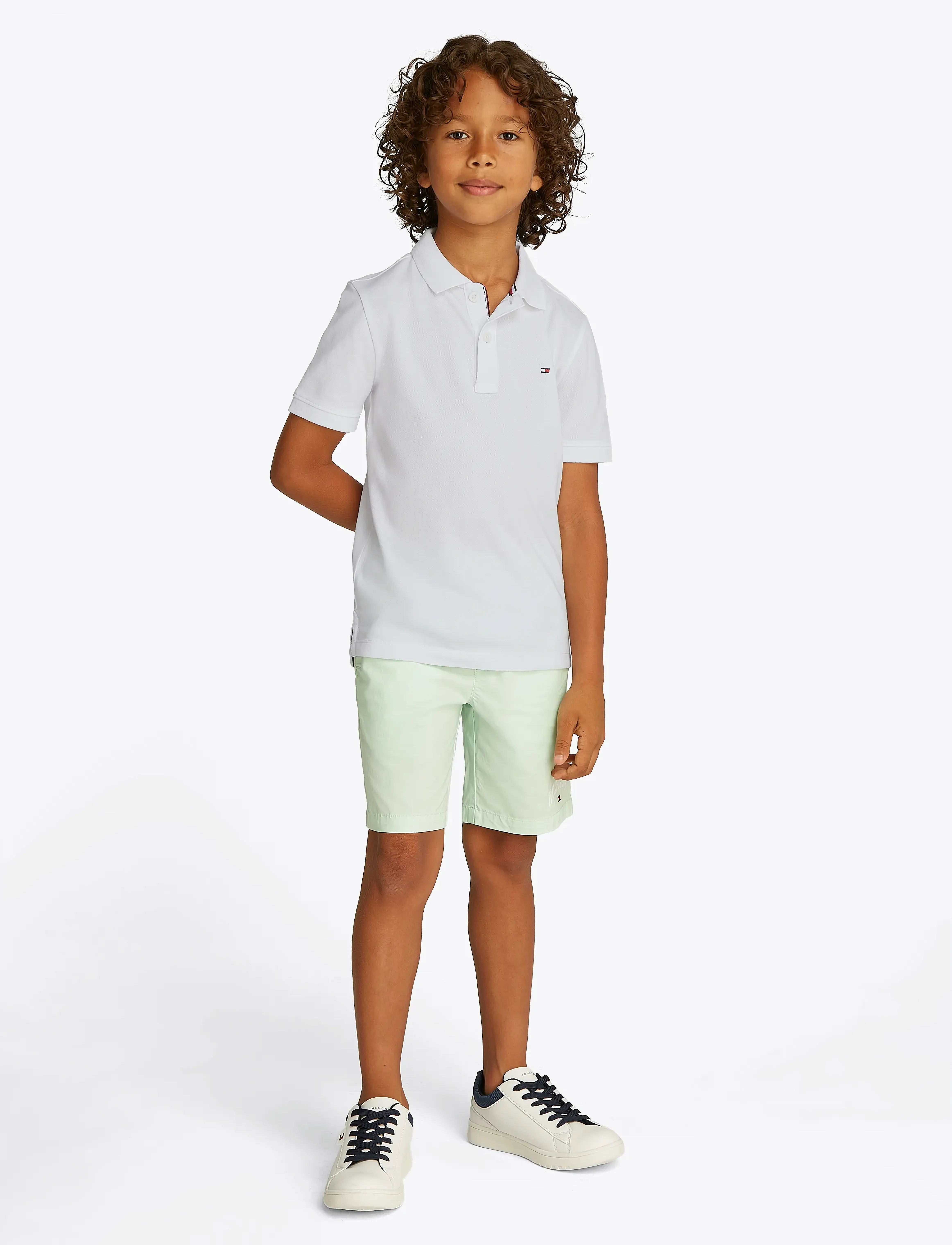 Tommy Hilfiger FLAG POLO SS - Tøj - BRIGHT WHITE / white