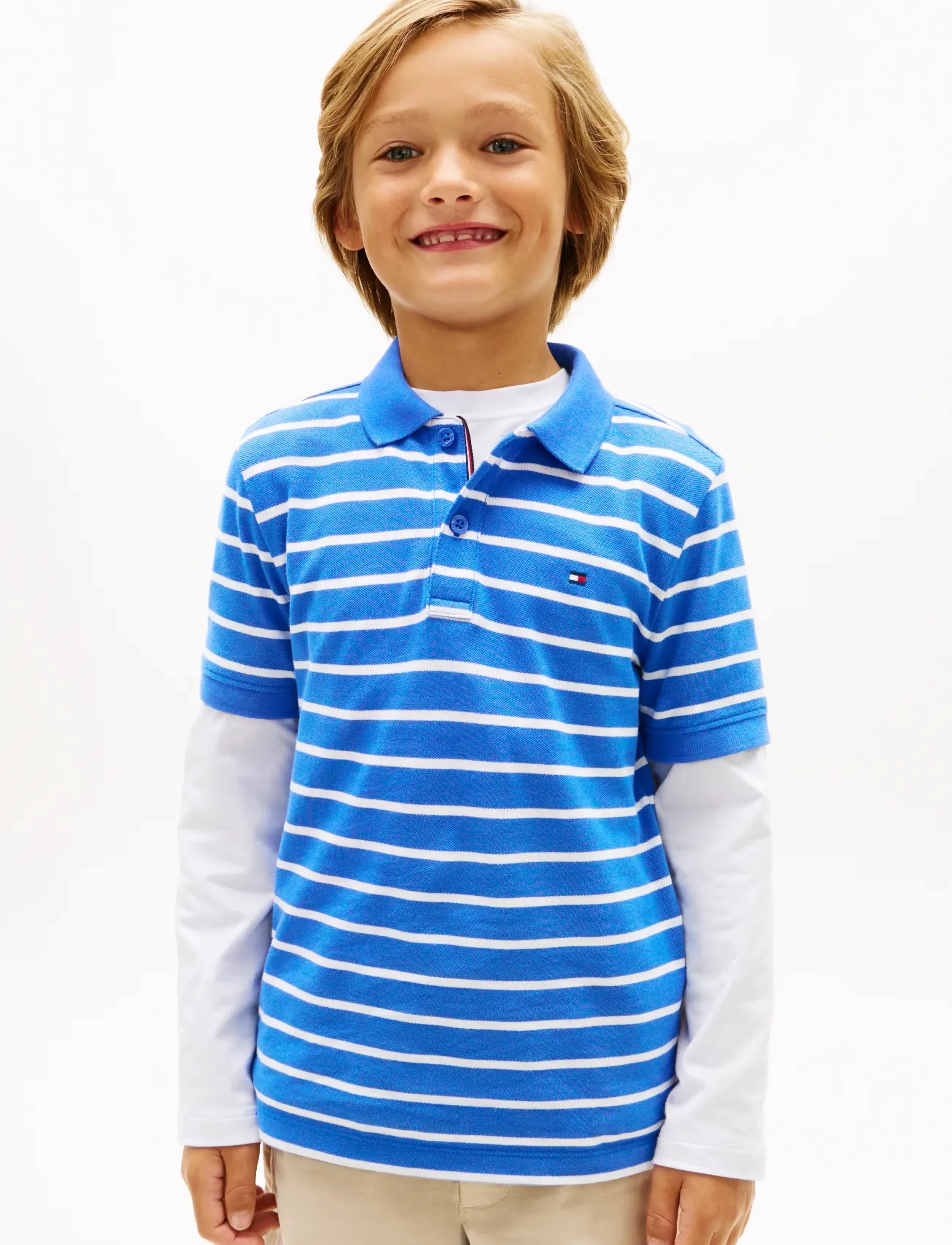 Tommy Hilfiger FLAG POLO SS - Pikéer - EMPIRE BLUE STRIPE / blue
