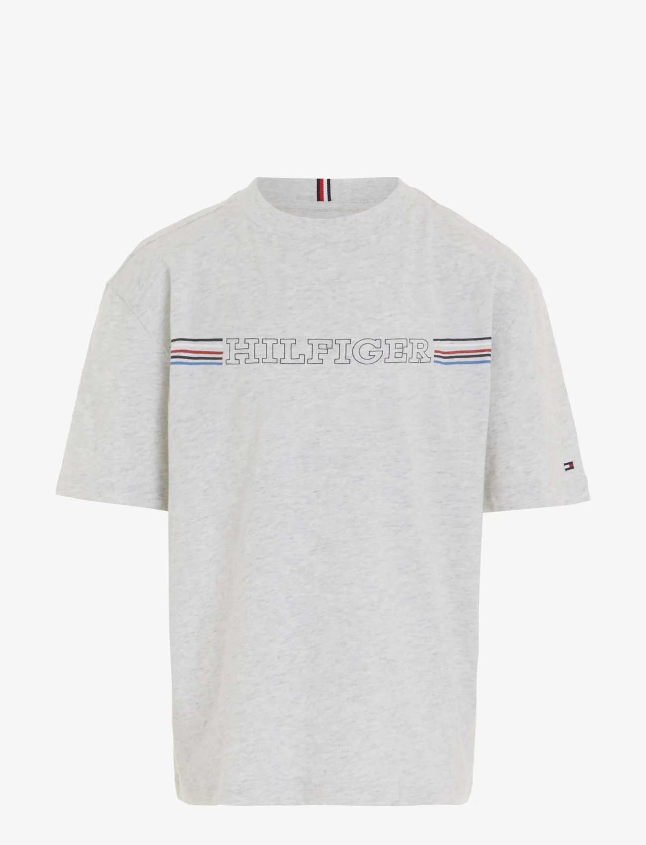 Tommy Hilfiger - STRIPE CHEST HILFIGER - short-sleeved t-shirts - new light grey heather - 0