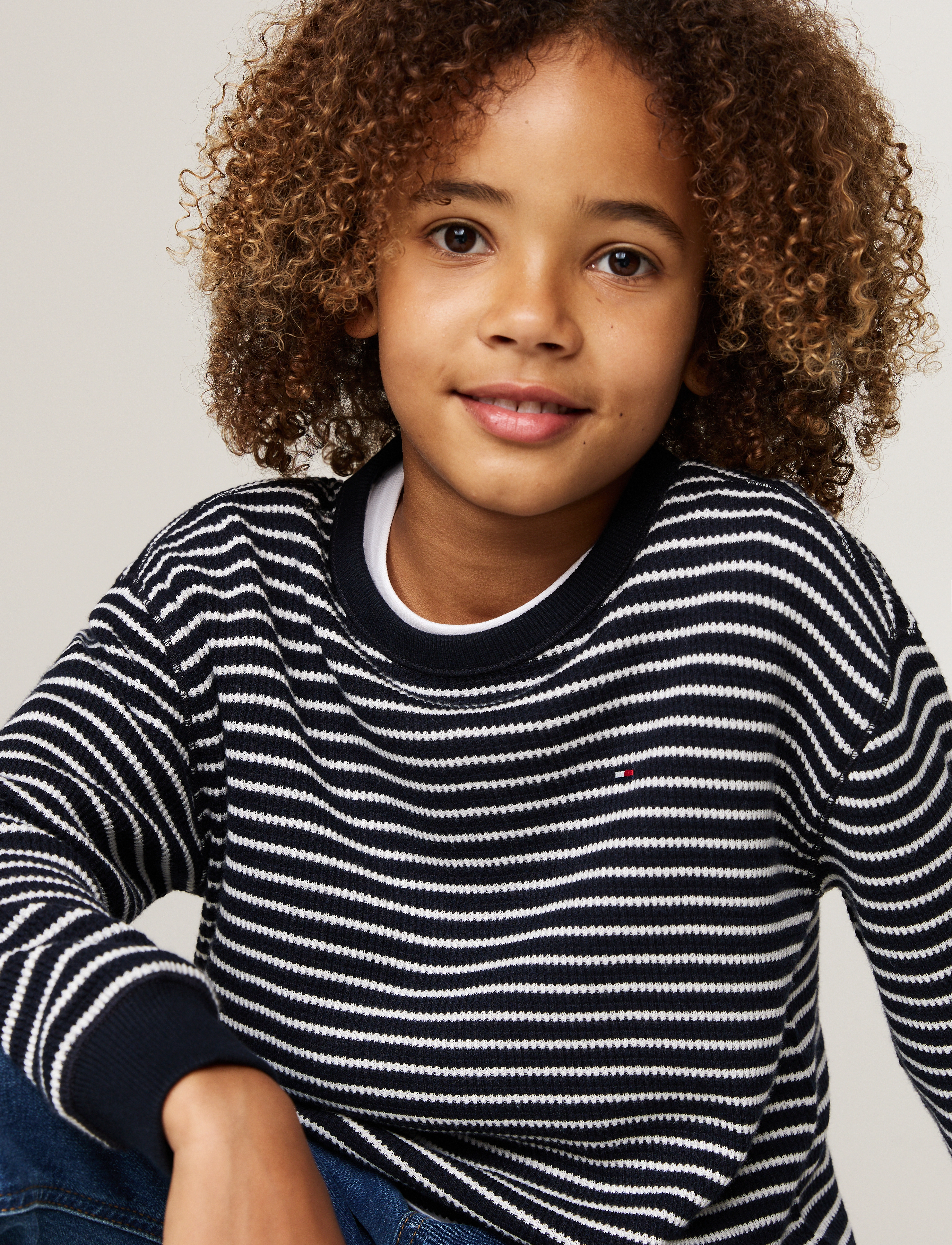 Tommy Hilfiger - FLAG MINI WAFFLE REG TEE LS - blue base white stripes - 2