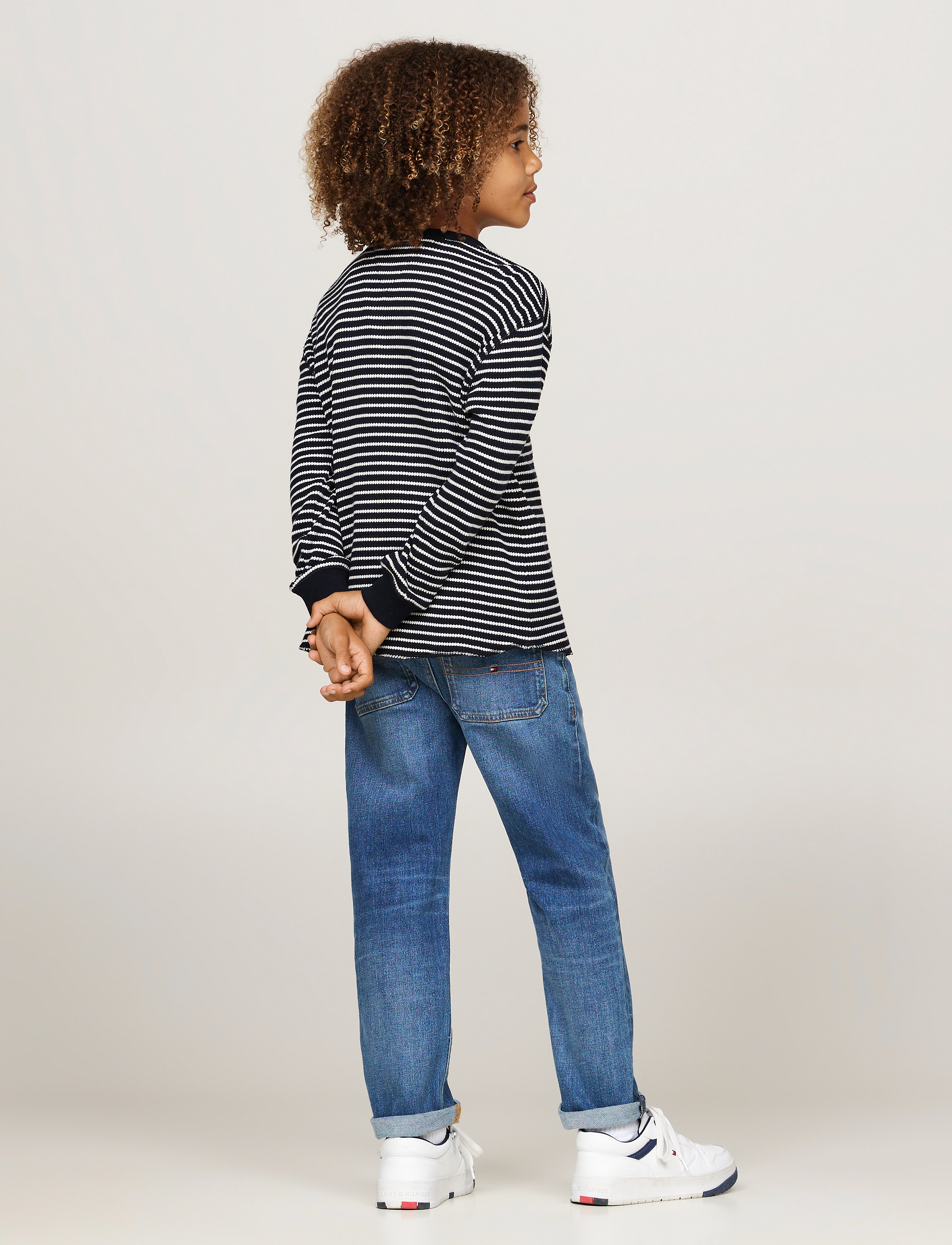 Tommy Hilfiger - FLAG MINI WAFFLE REG TEE LS - blue base white stripes - 4