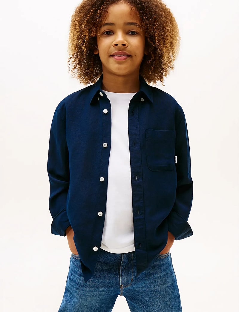 Tommy Hilfiger - LINEN BLEND RELAXED SHIRT LS - langærmede skjorter - dark night navy - 0