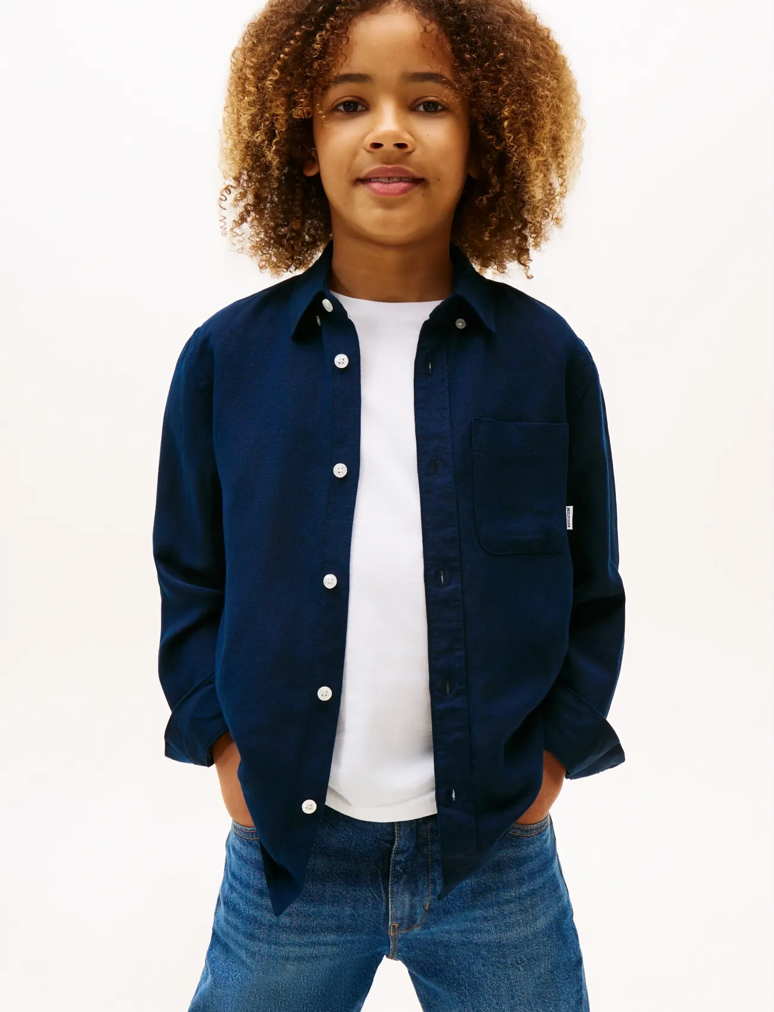 Tommy Hilfiger LINEN BLEND RELAXED SHIRT LS - Tøj - DARK NIGHT NAVY / navy