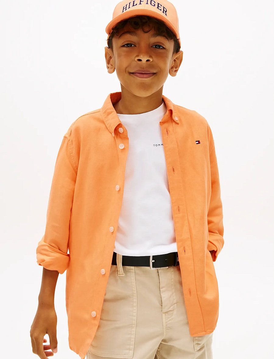 Tommy Hilfiger - LINEN BLEND RELAXED SHIRT LS - pikkade varrukatega särgid - faded sun kiss - 0