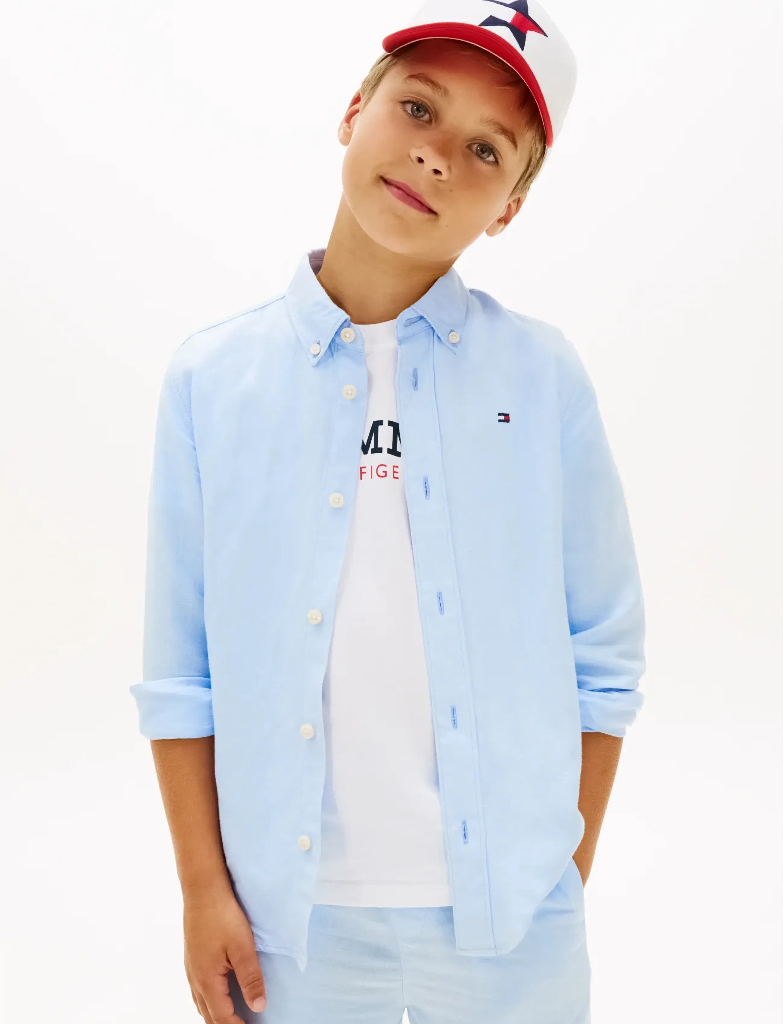 Tommy Hilfiger LINEN BLEND RELAXED SHIRT LS - Tøj - SWEET BLUE / blue