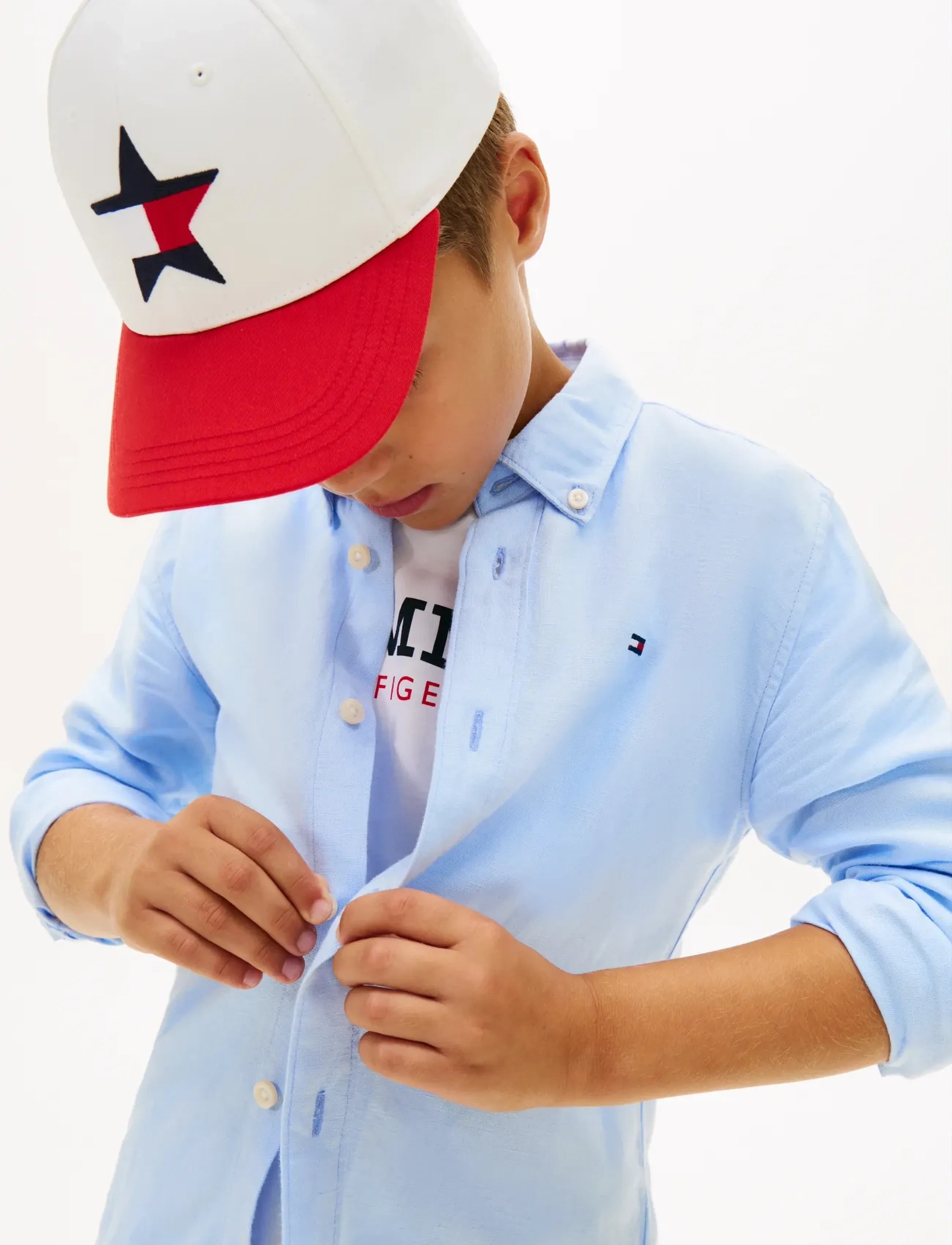 Tommy Hilfiger - LINEN BLEND RELAXED SHIRT LS - långärmade skjortor - sweet blue - 4
